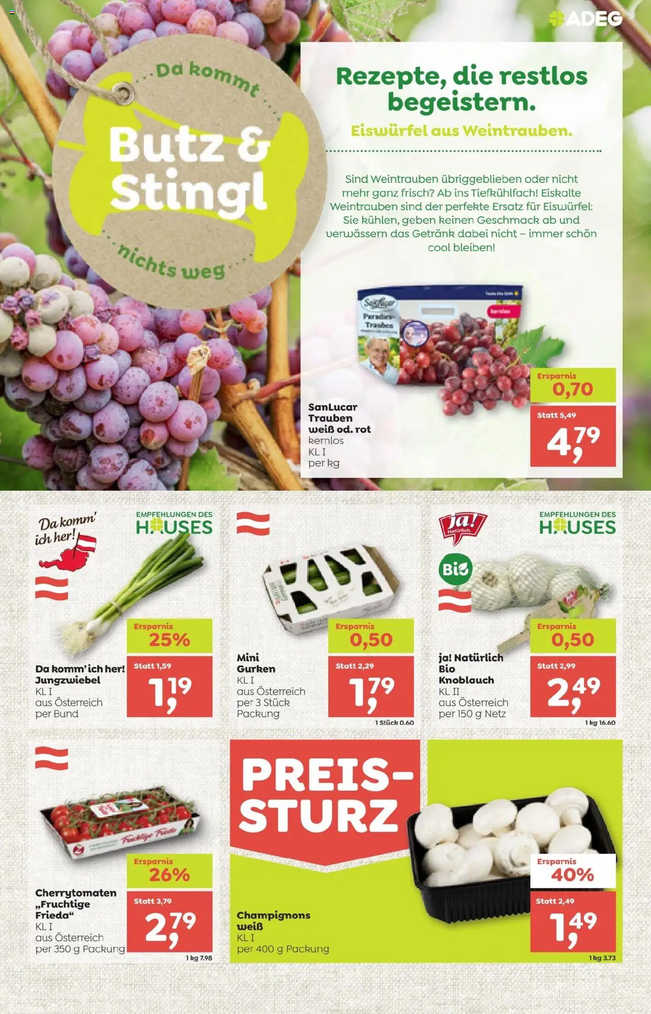 ADEG Vorarlberg gültig ab 14.08.2025 | Seite: 3 | Produkte: Gurken, Knoblauch, Weintrauben