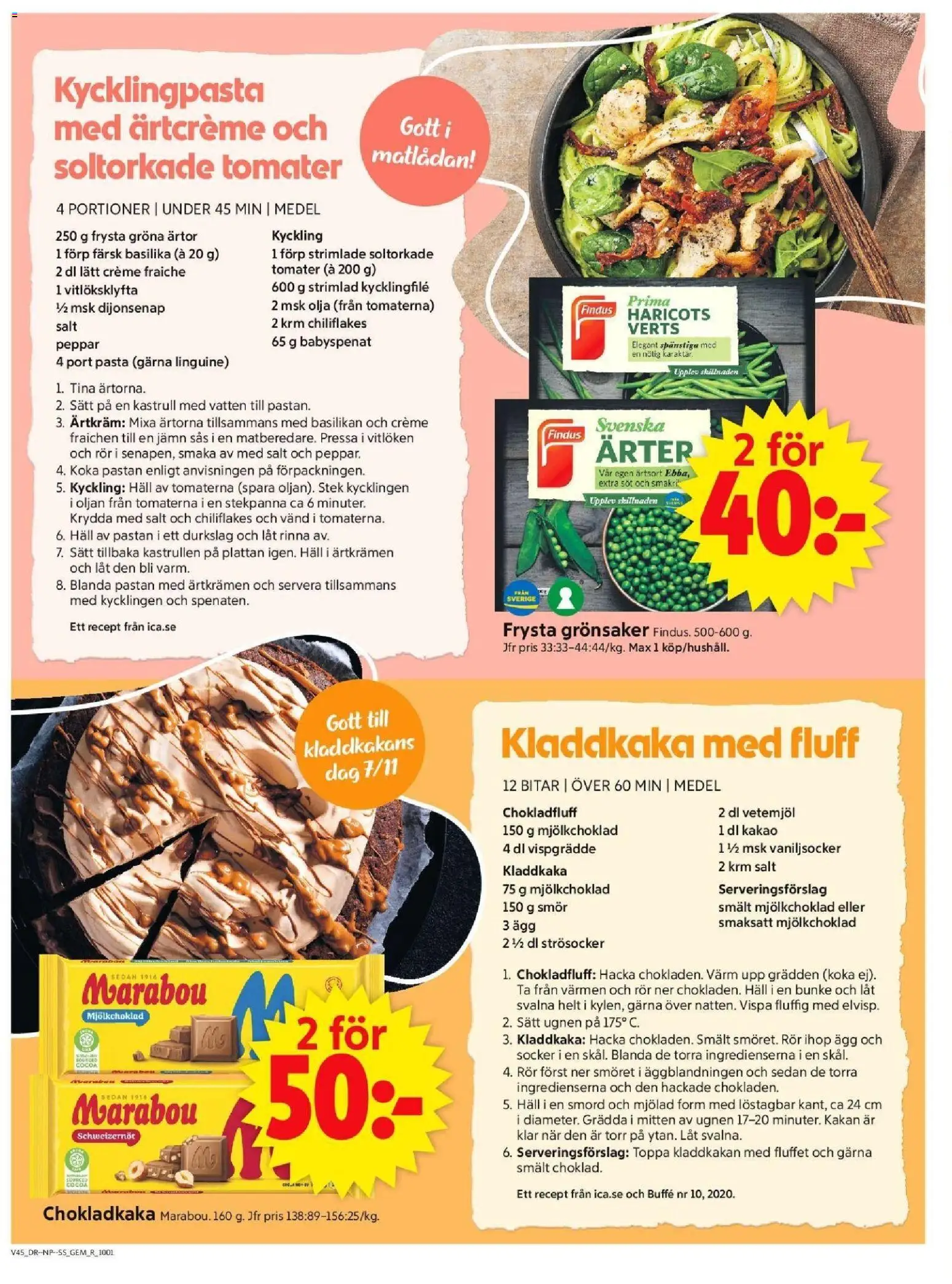 ICA Supermarket reklamblad aktuell från 03.11.2025 | Sida: 6 | Produkter: Babyspenat, Strösocker, Smör, Pasta