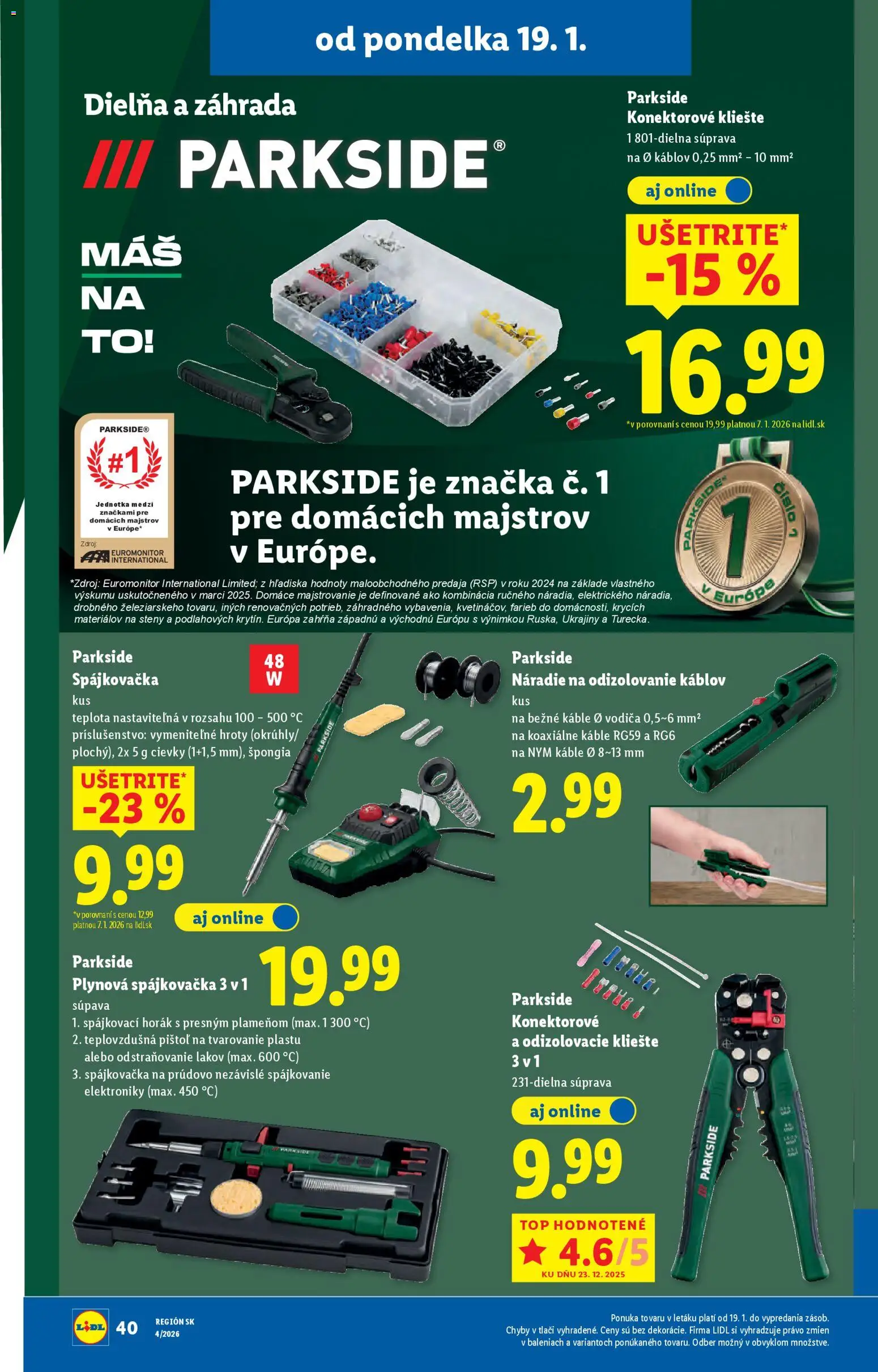 Nové Lidl akcie – leták je platný od 22.01.2026 | Strana: 85 | Produkty: Náradie, Spájkovačka, Parkside