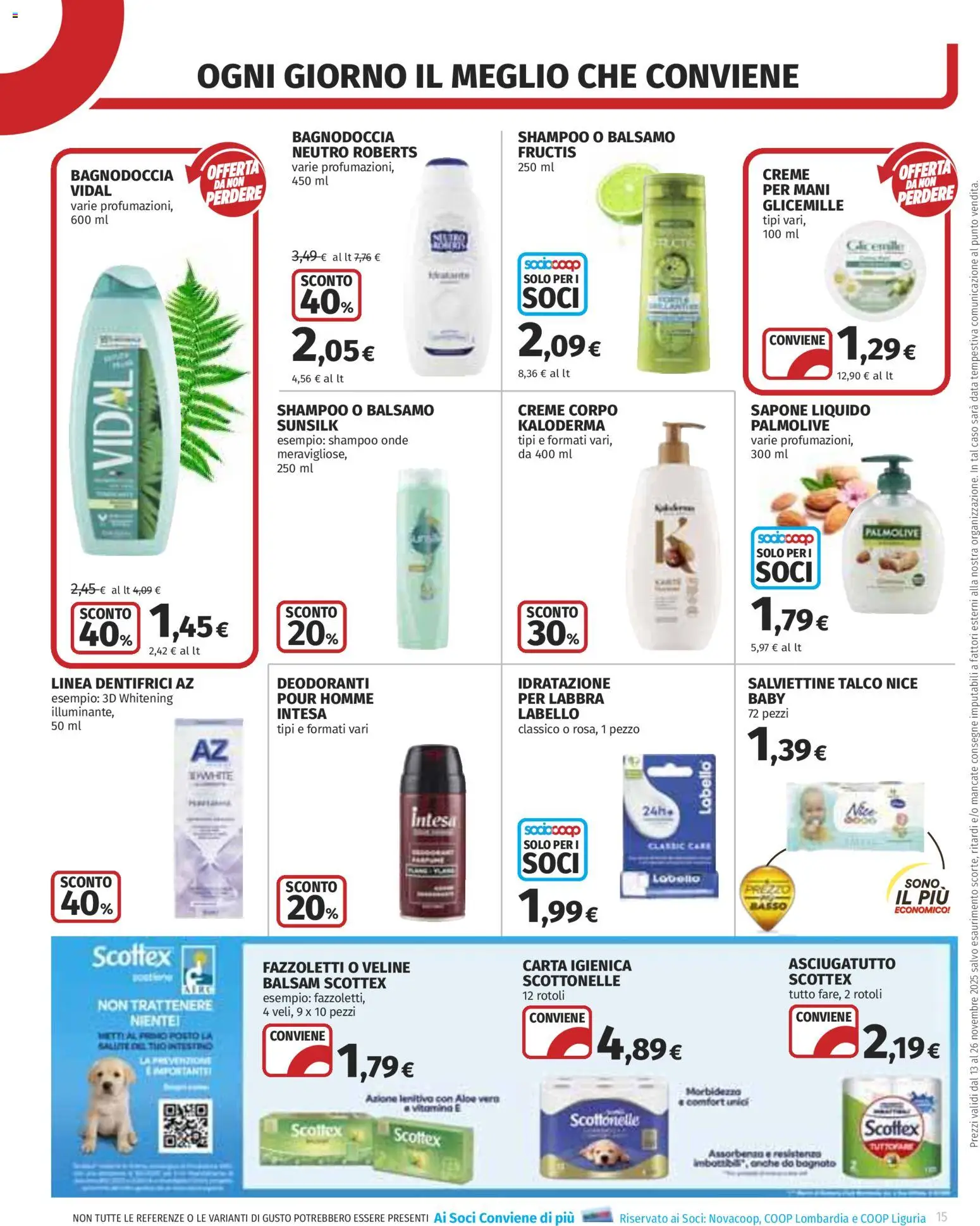 Volantino COOP del 13.11.2025 | Pagina: 15 | Prodotti: Balsamo, Carta igienica, Fazzoletti, Data