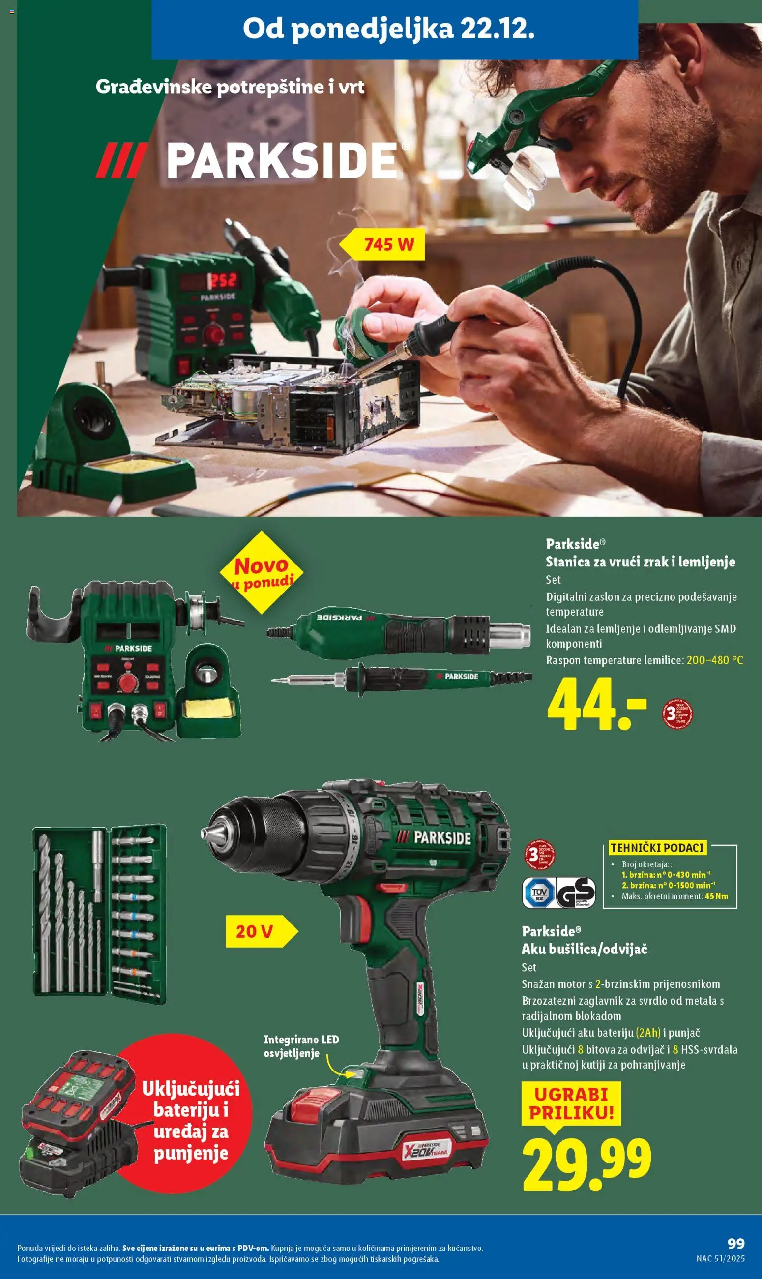 Lidl katalog | vrijedi od 15.12.2025 | Stranica: 99 | Proizvodi: Odvijač, Parkside