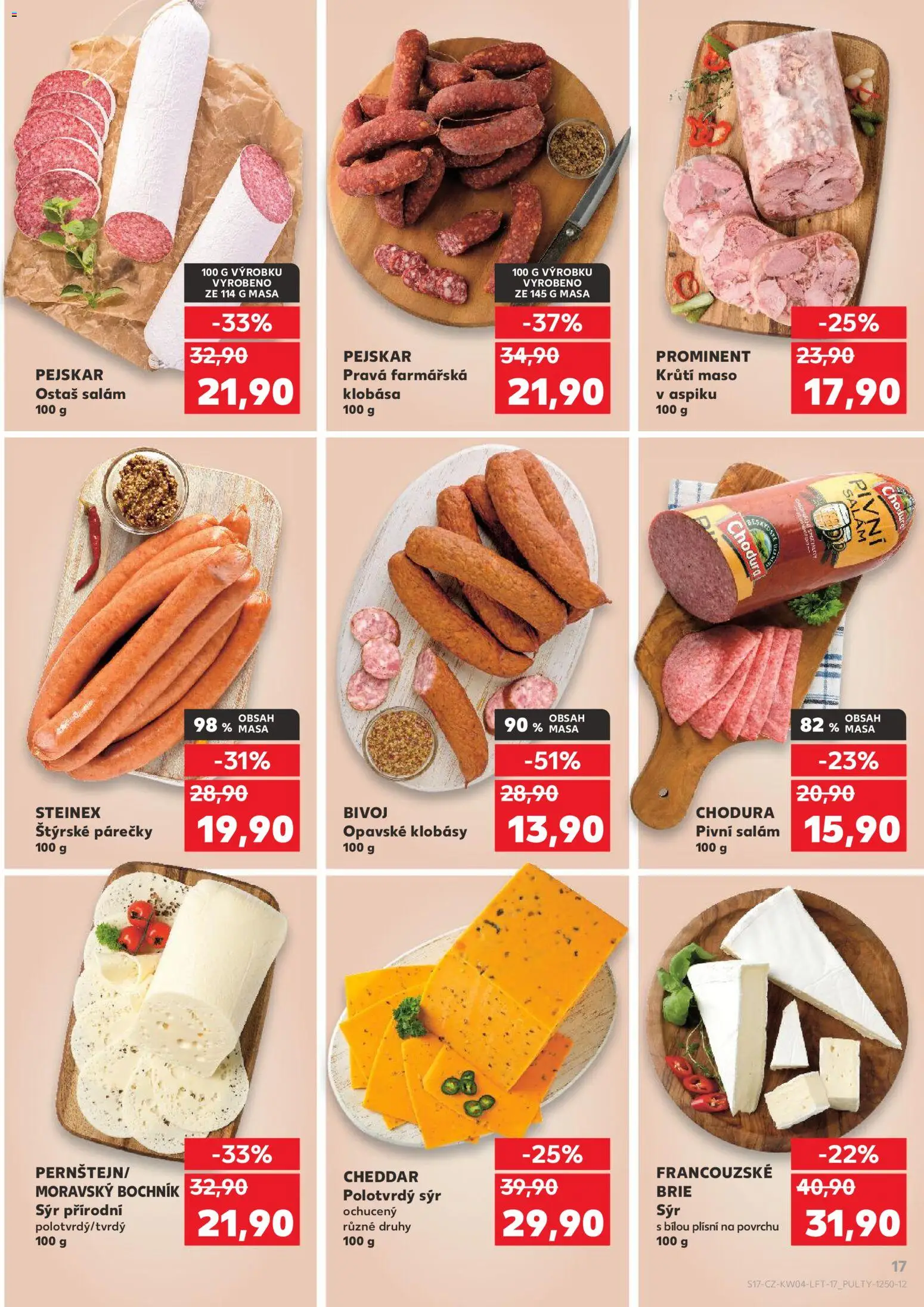 Kaufland leták - Plzeň Bory od 21.01.2026 | Strana: 17 | Produkty: Sýr, Salám, Klobása, Krůtí maso