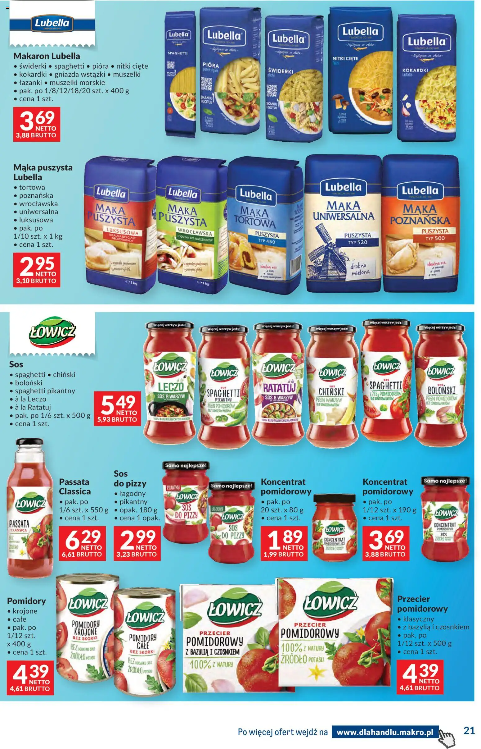 Makro Gazetka - Dystrybucja do sklepów od 09.12.2025 | Strona: 21 | Produkty: Bazylia, Pomidory, Makaron, Sos