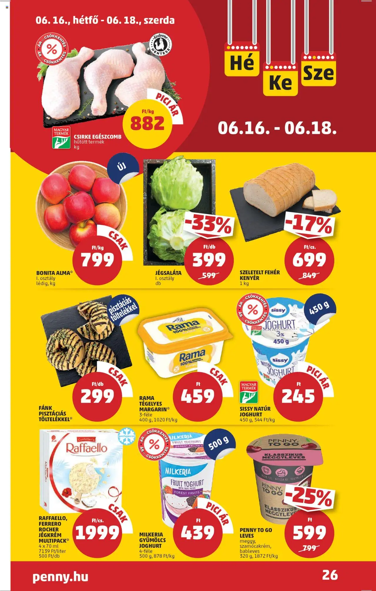 PENNY akciós ujság - amely érvényes a következő dátumtól: 12.06.2025 | Oldal: 30 | Termékek: Jégsaláta, Raffaello, Joghurt, Alma