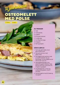 Forhåndsvisning av Bunnpris Oppdrag Middag gyldig fra 24.11.2025 | Side: 20 | Produkter: Egg, Helmelk, Pølser, Topp