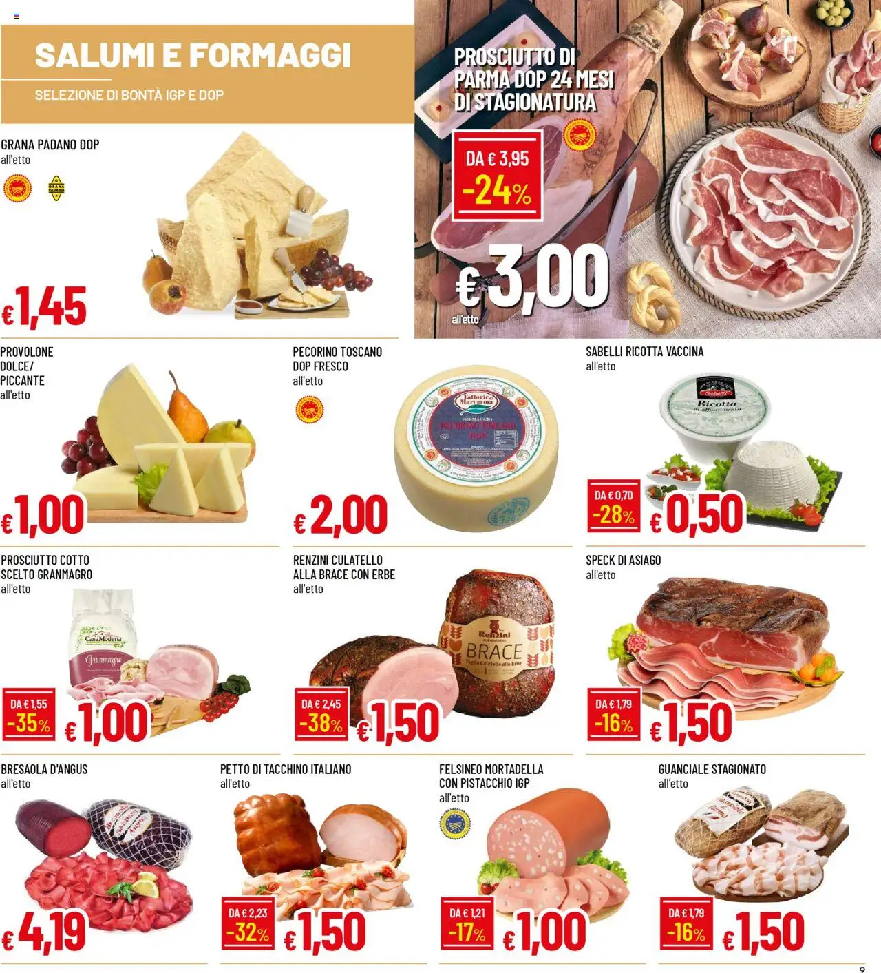 Volantino Galassia del 08.09.2025 | Pagina: 9 | Prodotti: Provolone, Prosciutto, Mortadella, Pecorino