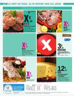 E.Leclerc - Prévisualisation de CREVETTES ROSES CUITES(1)(3), 40 à 50 pièces au kg. Egalement disponible au même prix kg en barquette de 2kg. valide à partir de 10.02.2026 | Page: 22 | Produits: Queue de lotte, Pêche, Crevettes, Lait