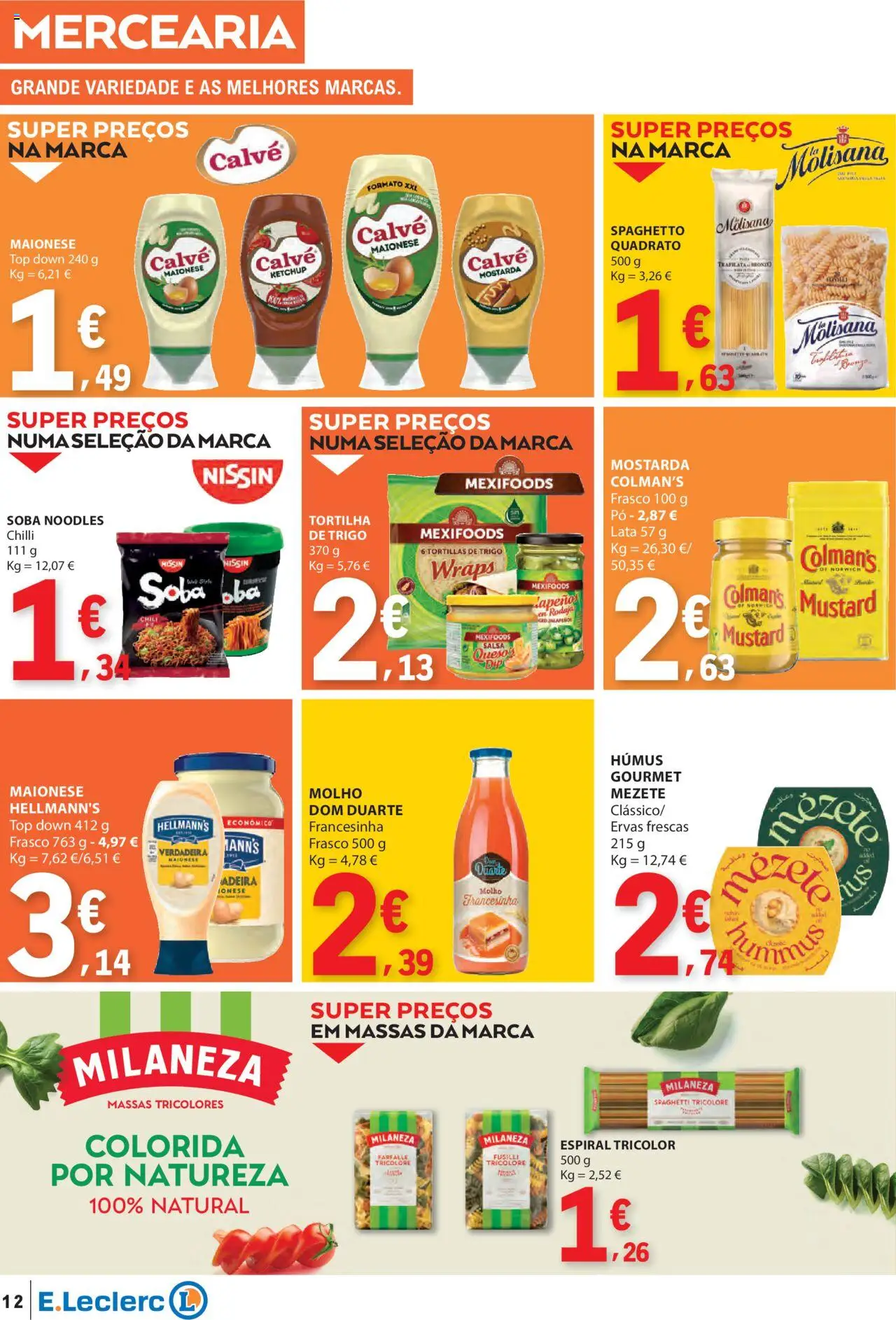 E.Leclerc folheto │ válido de 21.08.2025 | Página: 12 | Produtos: Top, Milaneza, Maionese, Ketchup