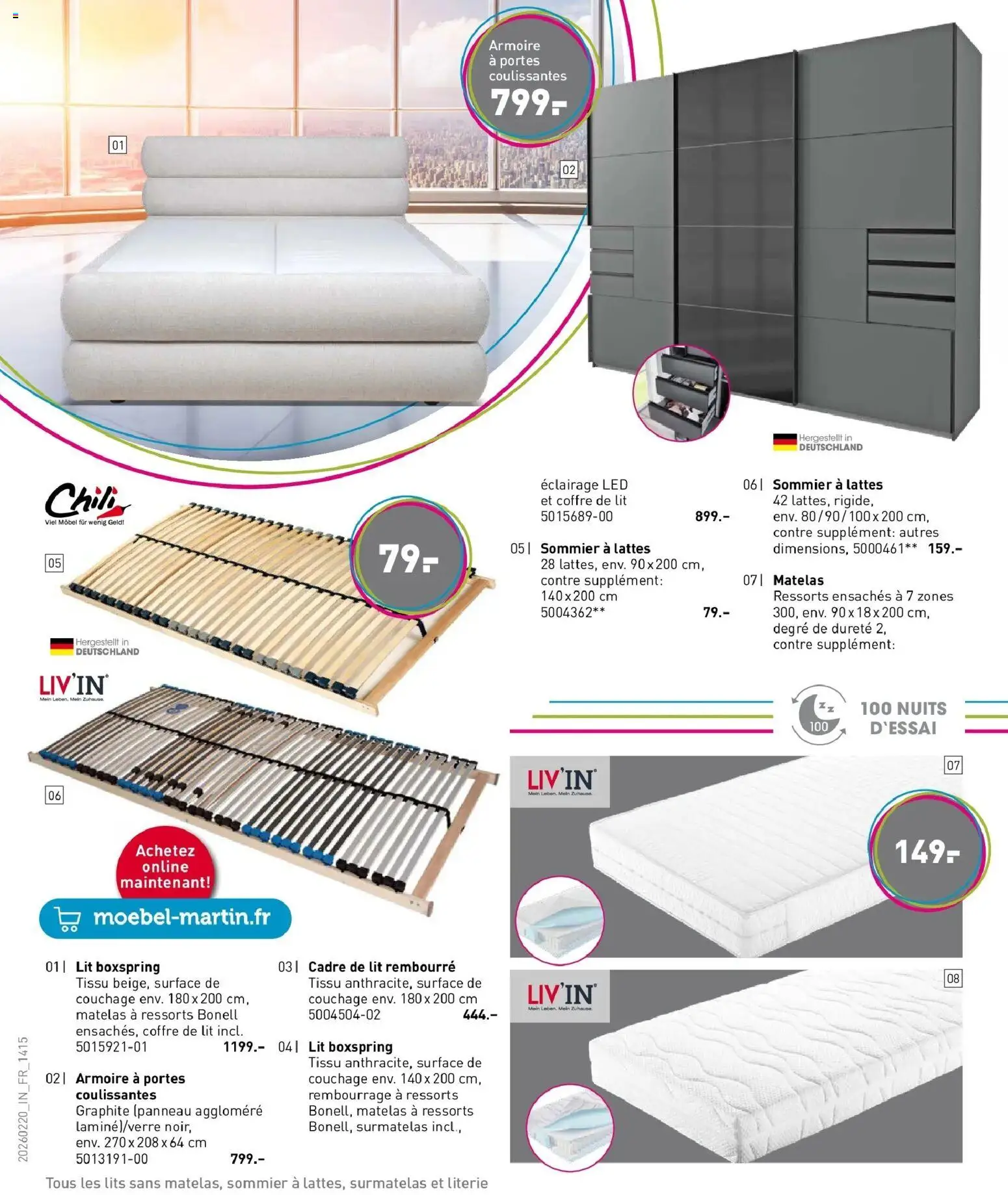 {H1} | Page: 14 | Produits: Surmatelas, Lit, Matelas, Portes