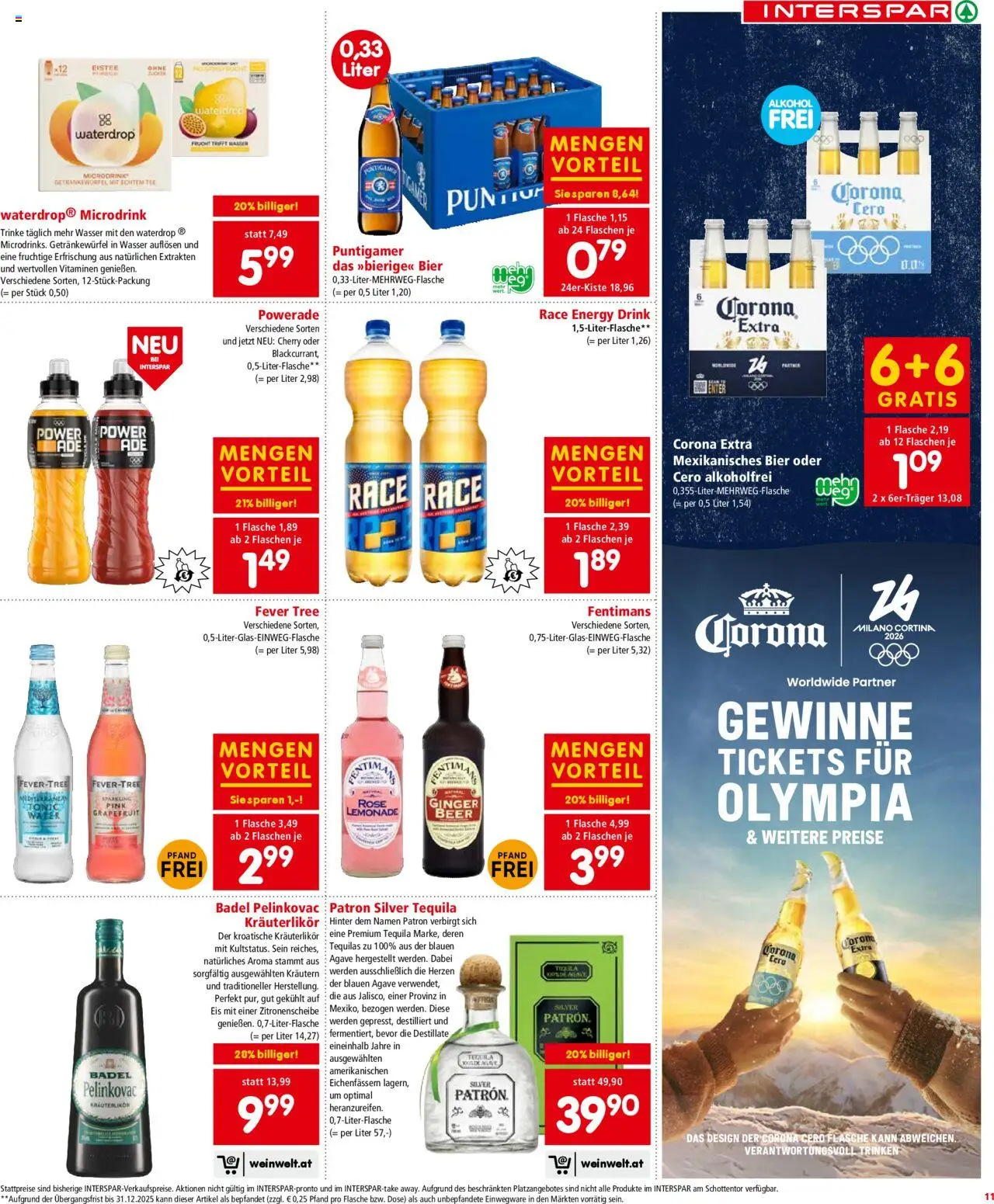 Interspar Flugblatt - Steiermark gültig ab 09.10.2025 | Seite: 11 | Produkte: Eis, Wasser, Bier, Tee