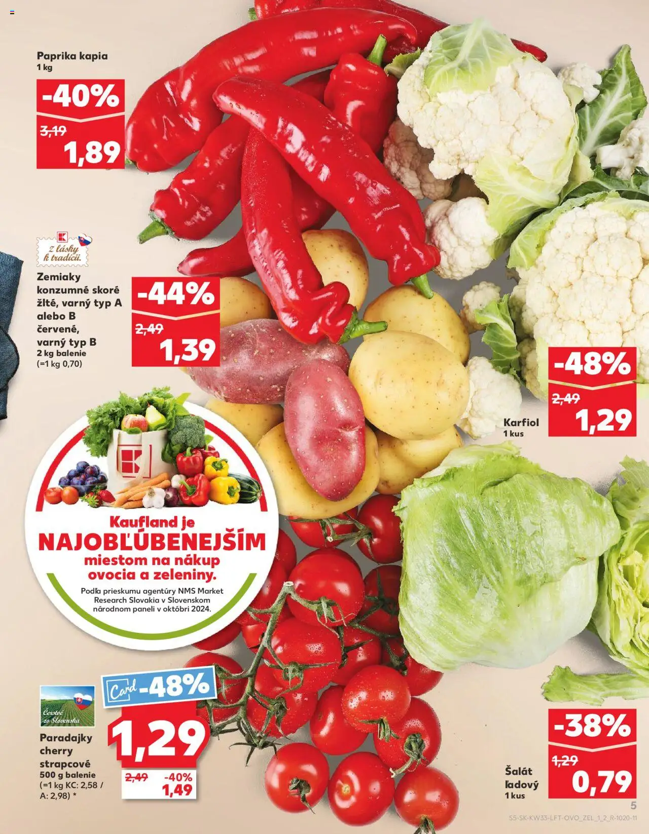 Kaufland SK akciós ujság - amely érvényes a következő dátumtól: 14.08.2025 | Oldal: 5 | Termékek: Karfiol