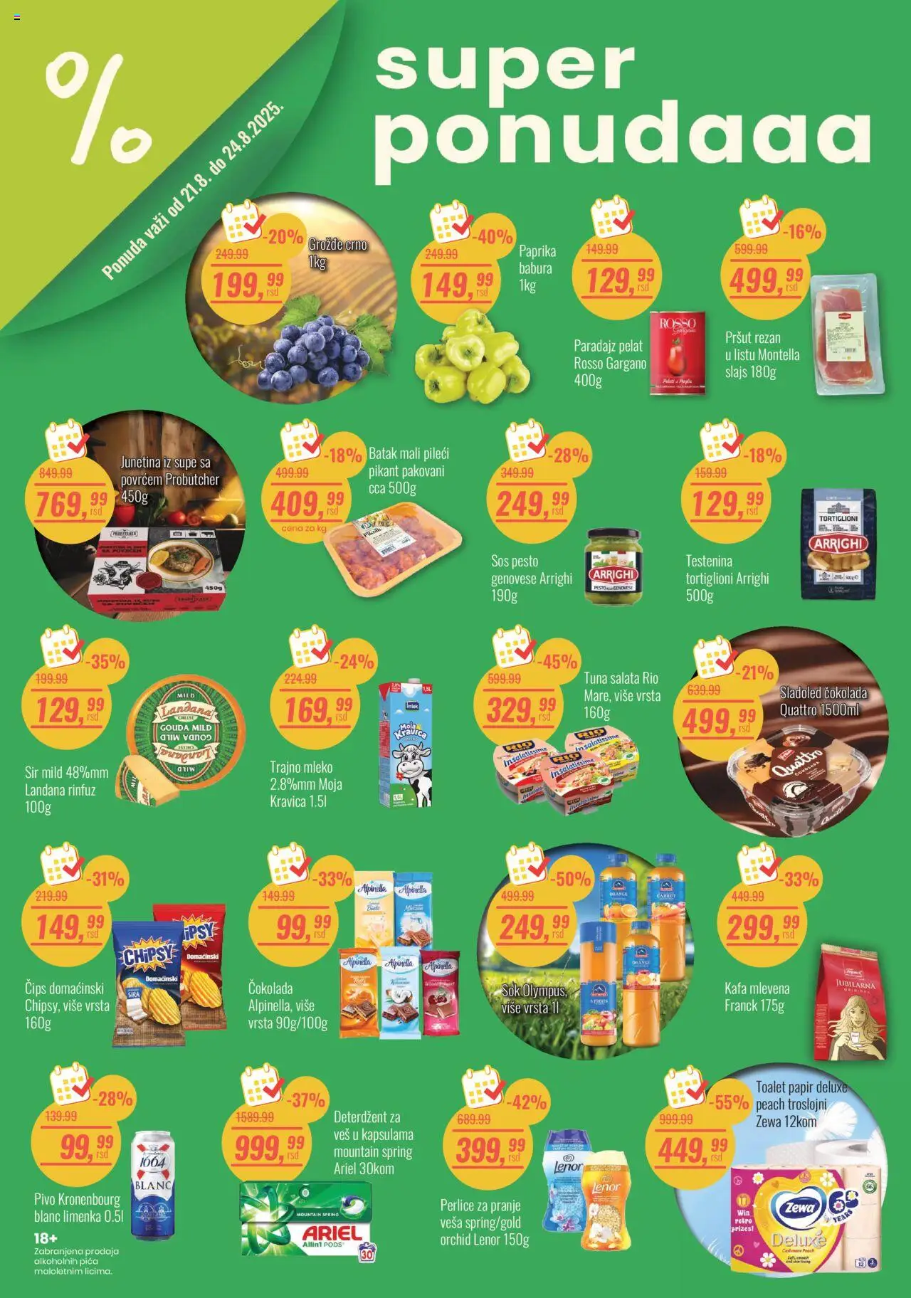 Aroma Market katalog - važi od 21.08.2025 | Strana: 1 | Proizvode: Testenina, Sladoled, Salata, Pivo
