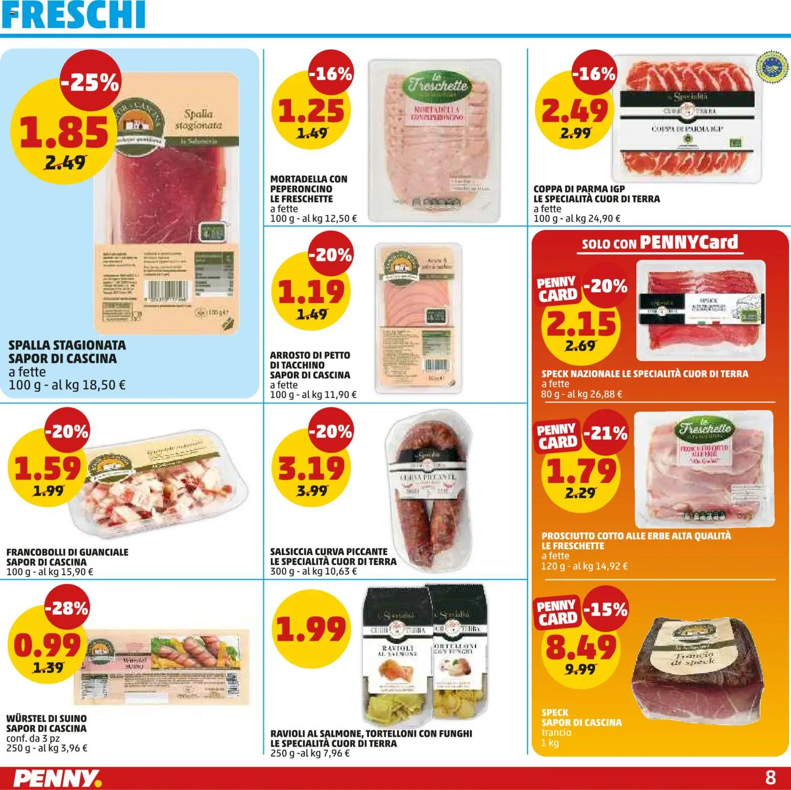 Volantino PENNY del 29.01.2026 | Pagina: 8 | Prodotti: Tacchino, Wurstel, Ravioli, Tortelloni