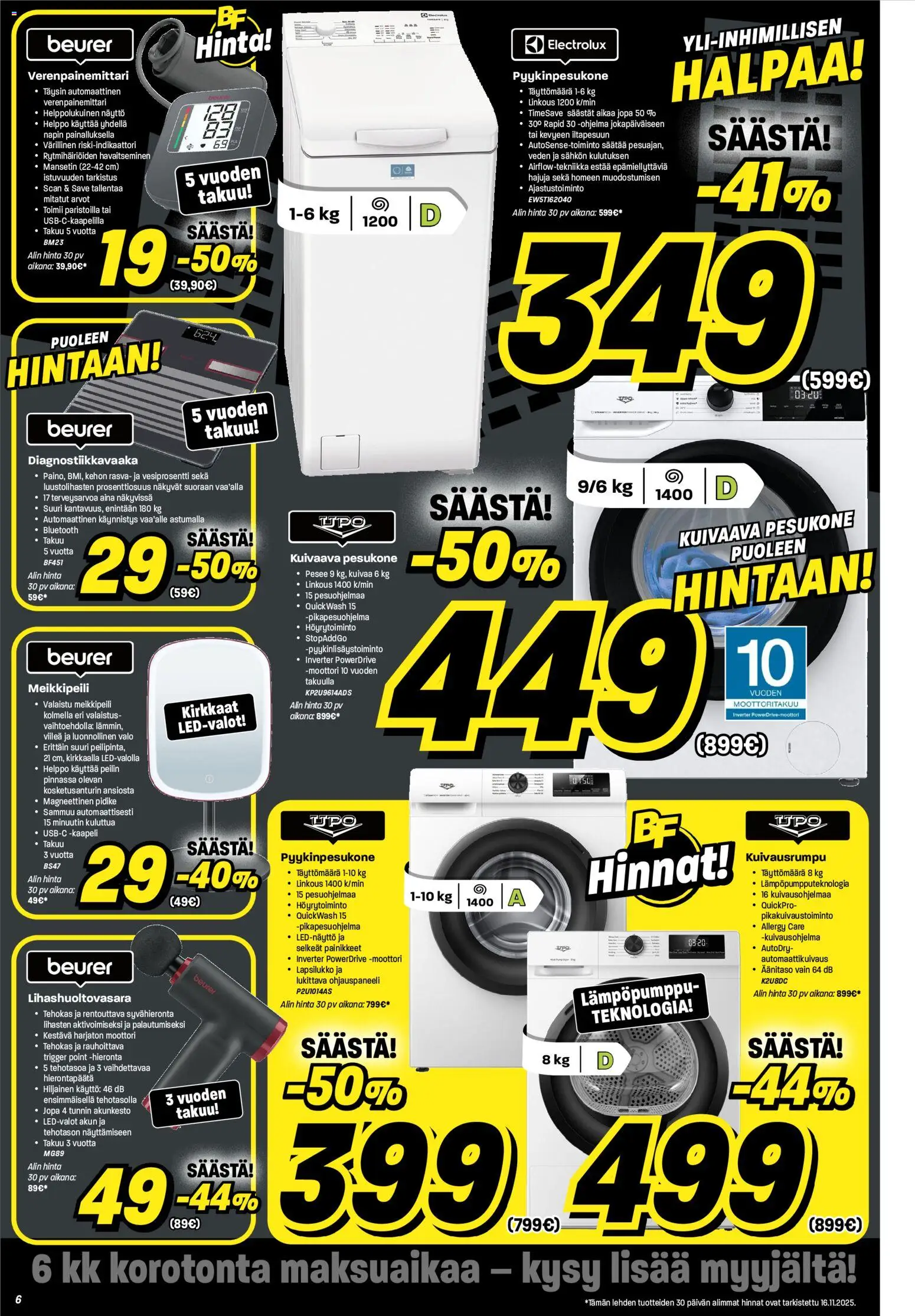 Veikon Kone - Black Friday – voimassa 17.11.2025 alkaen | Sivu: 6 | Tuotteet: Pesukone, Meikkipeili, Kuivaava pesukone, Näyttö