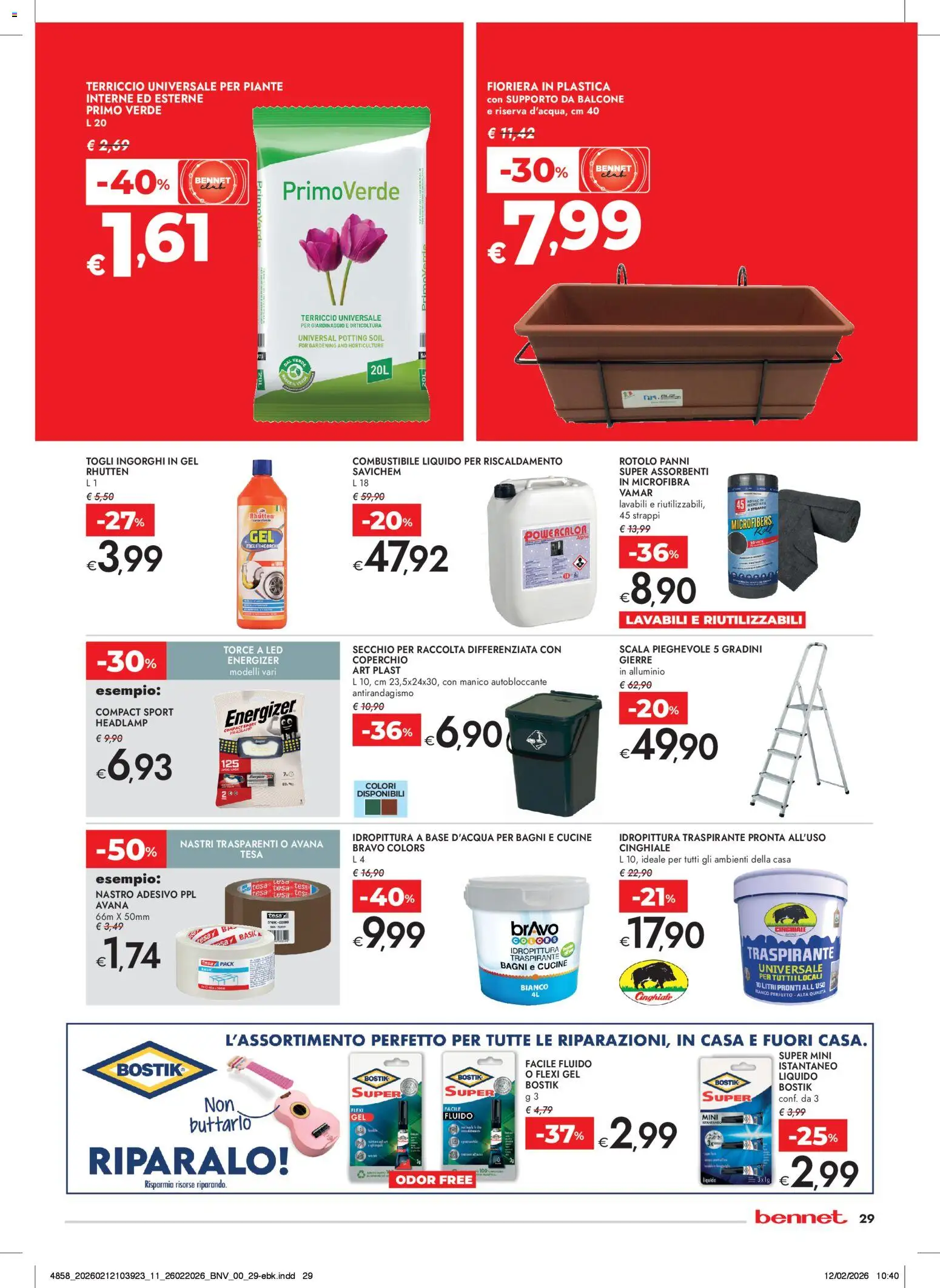 Volantino bennet del 26.02.2026 | Pagina: 29 | Prodotti: Fioriera, Nastro adesivo, Secchio, Terriccio