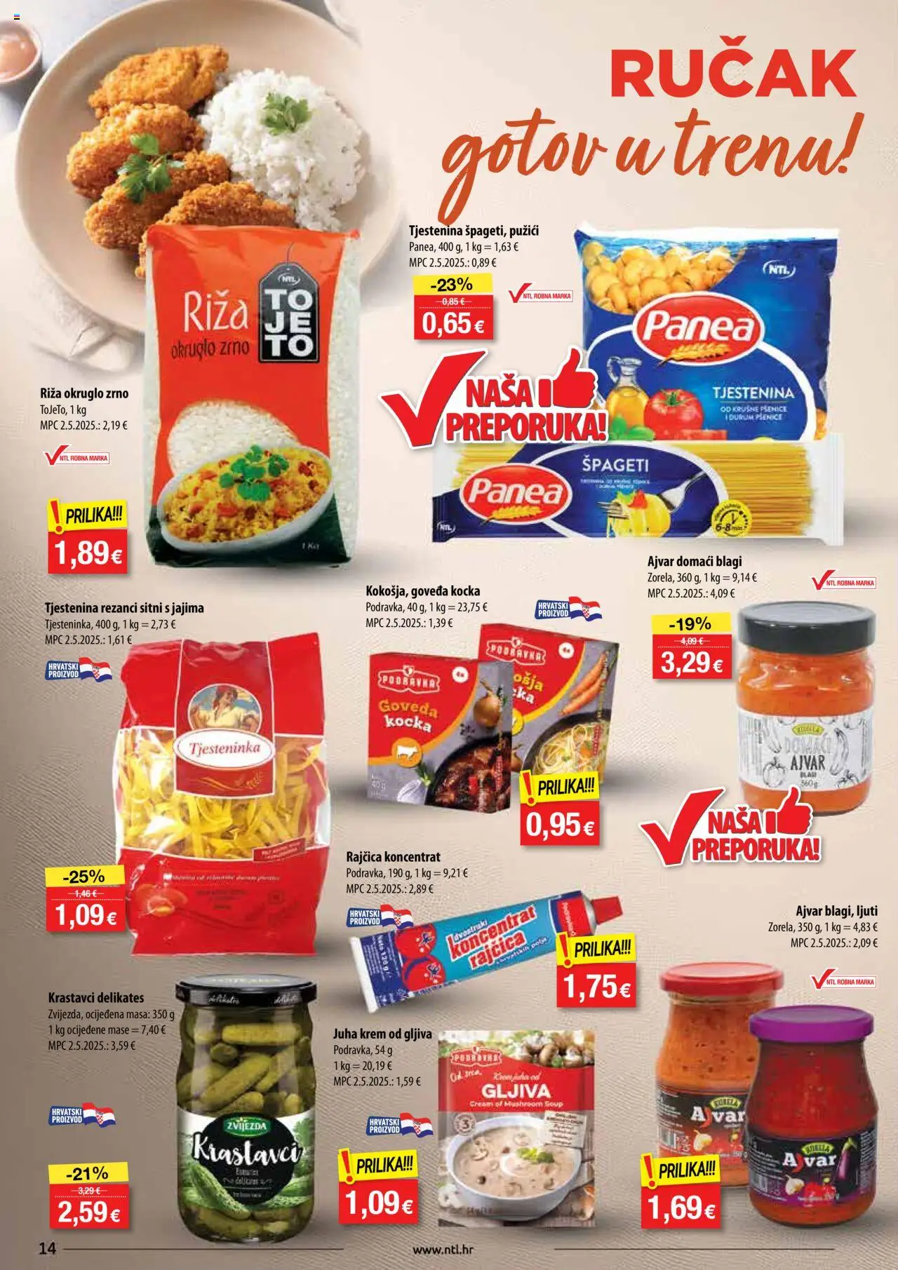 NTL katalog | vrijedi od 10.09.2025 | Stranica: 14 | Proizvodi: Podravka, Tjestenina, Krastavci, Rajčica