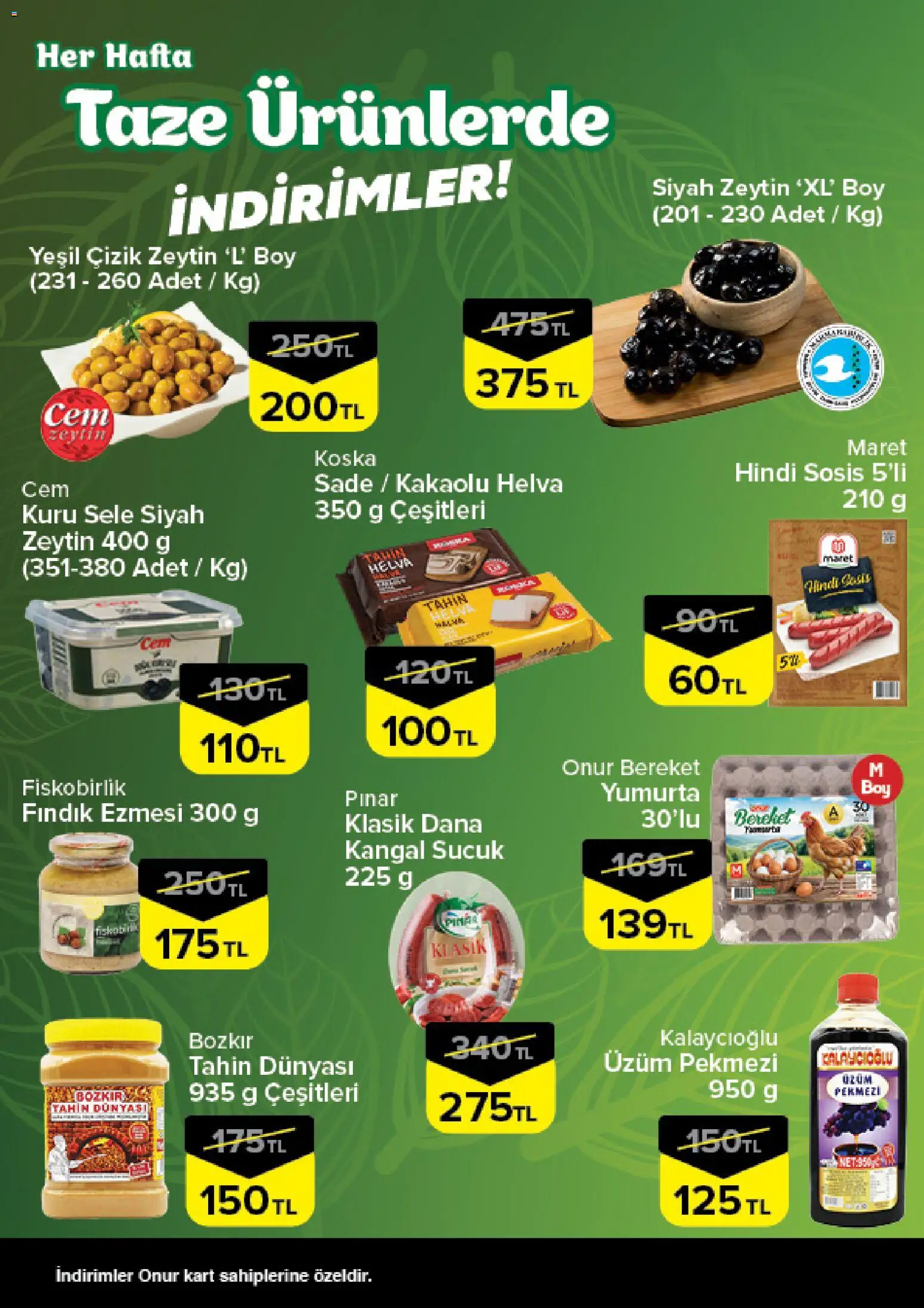 Onur Market Taze Ürünlerde İndirimler - İstanbul - 29.01.2026 tarihinden itibaren geçerlidir | Sayfa: 2 | Ürünler: Sosis, Üzüm, Zeytin, Sucuk