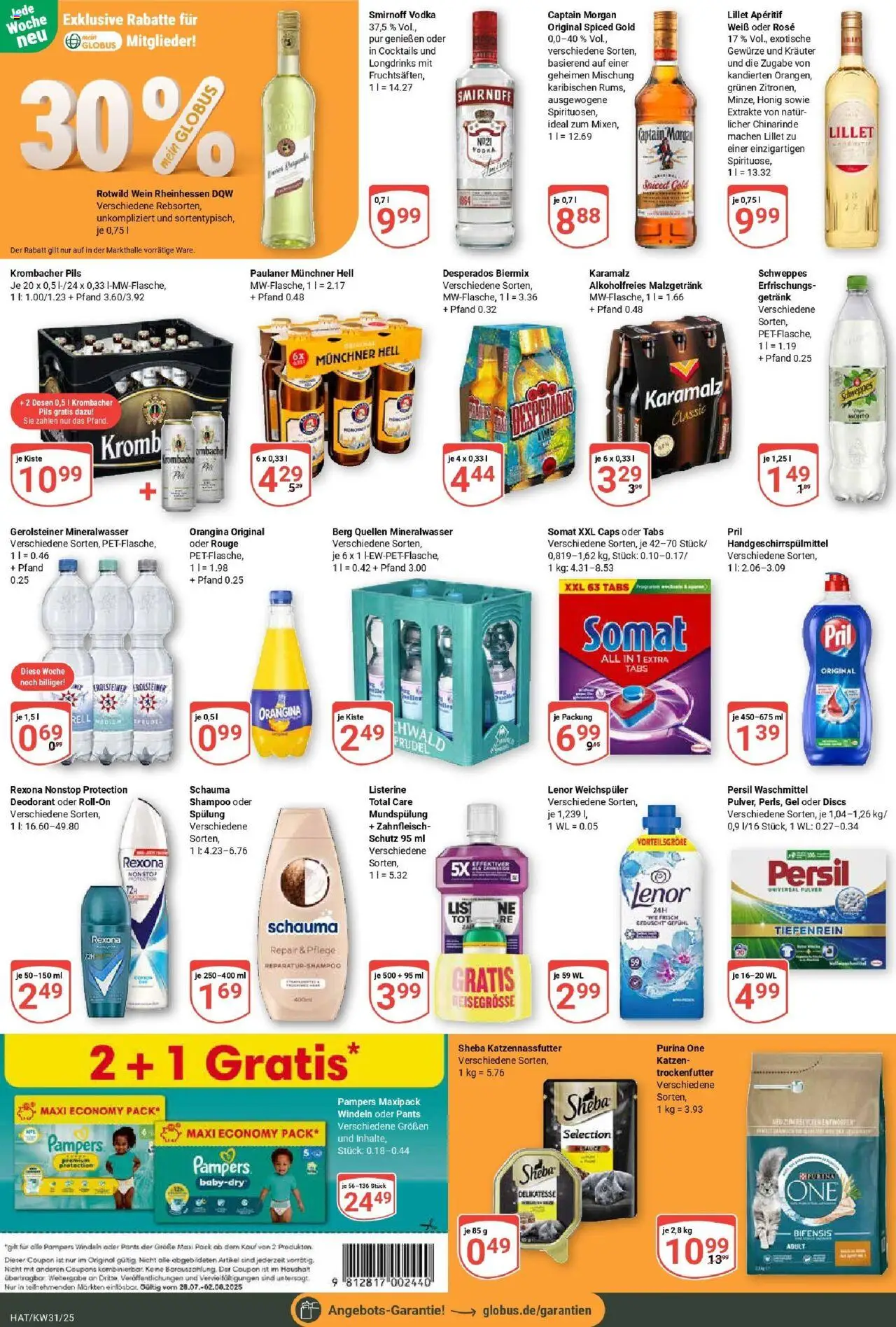 Globus prospekt Hattersheim	 - gültig ab dem 28.07.2025 | Seite: 5 | Produkte: Pampers, Spülung, Wein, Listerine