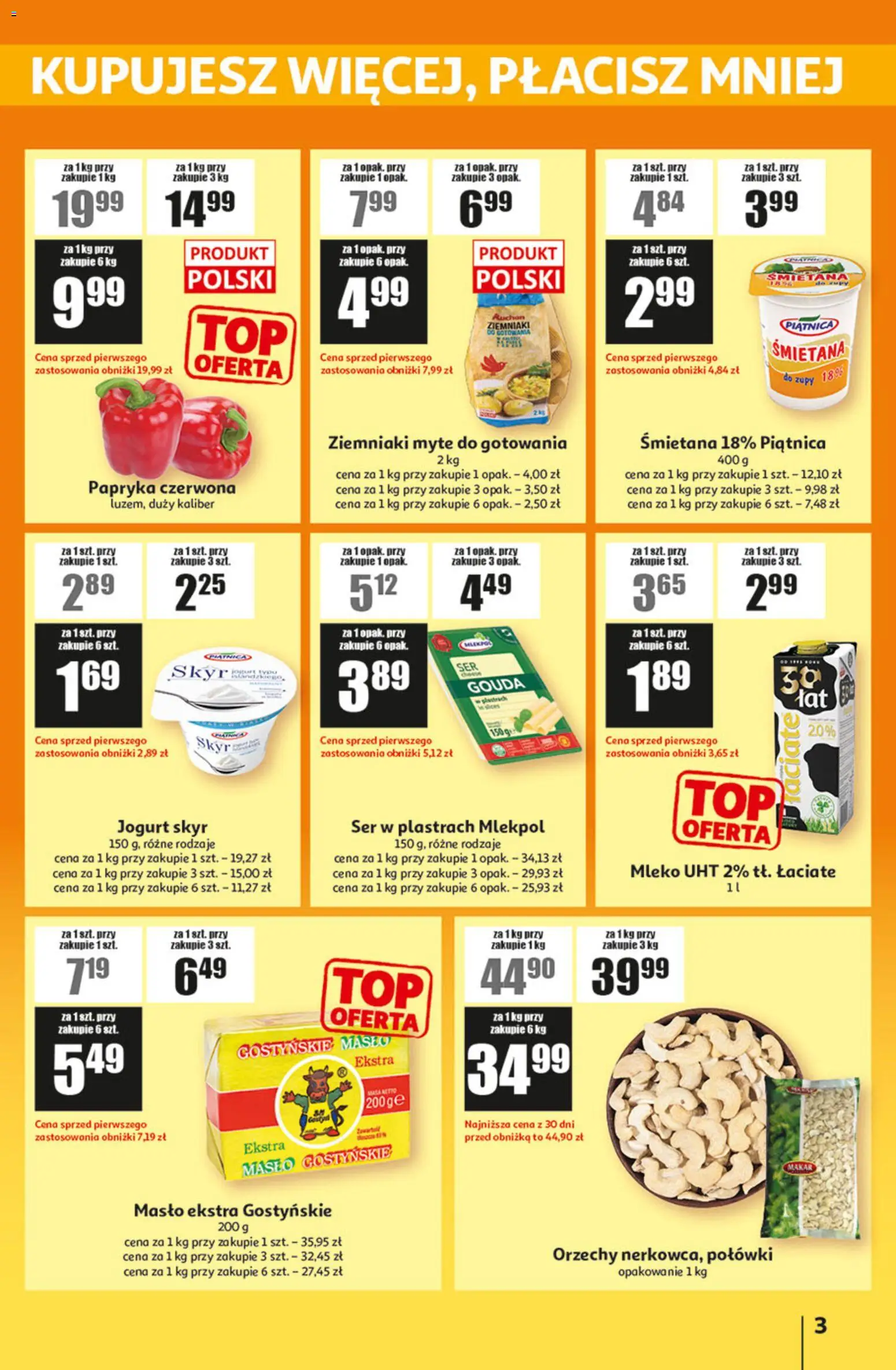Auchan Gazetka - ATAC Hiper Discount od 22.01.2026 | Strona: 3 | Produkty: Papryka, Masło, Papryka czerwona, Skyr