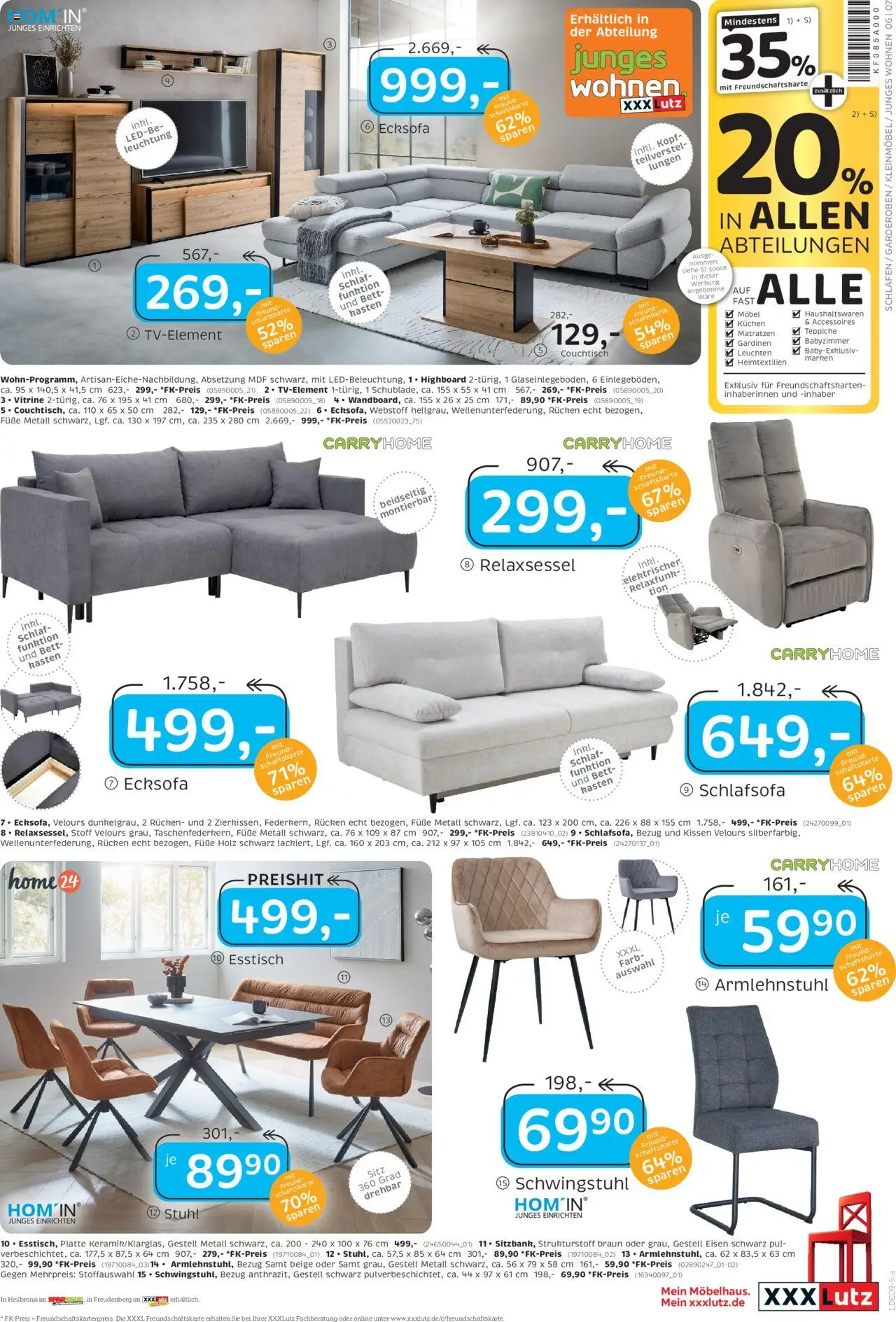 XXXL Lutz Polstermöbel-Testerinnen und -Tester gesucht! - gültig ab dem 25.08.2025 | Seite: 7 | Produkte: Schlafsofa, Relaxsessel, Esstisch, Stuhl