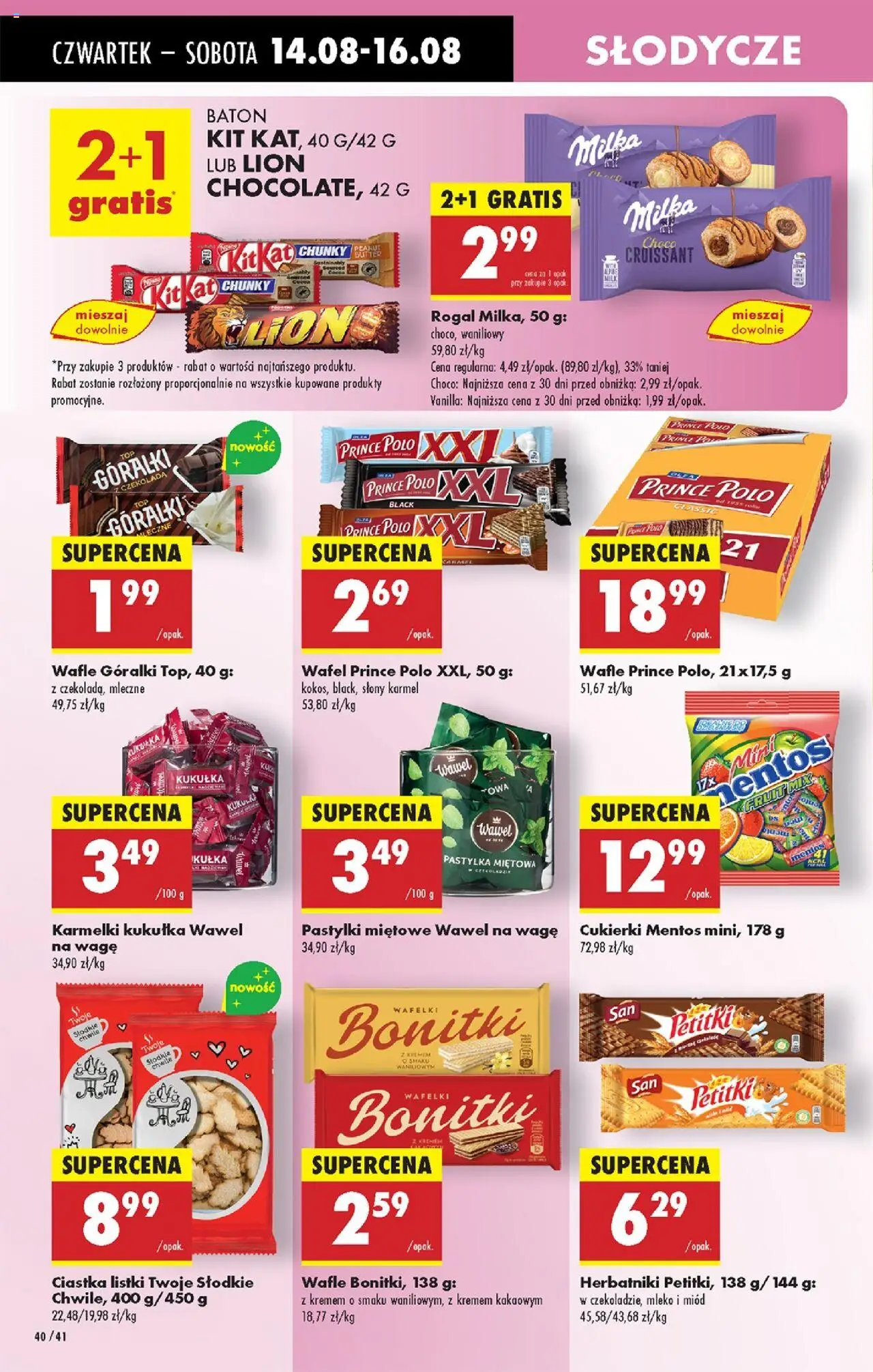 Biedronka gazetka - Oferta w tym tygodniu od 14.08.2025 | Strona: 50 | Produkty: Prince polo xxl, Milka, Herbatniki, Cukierki