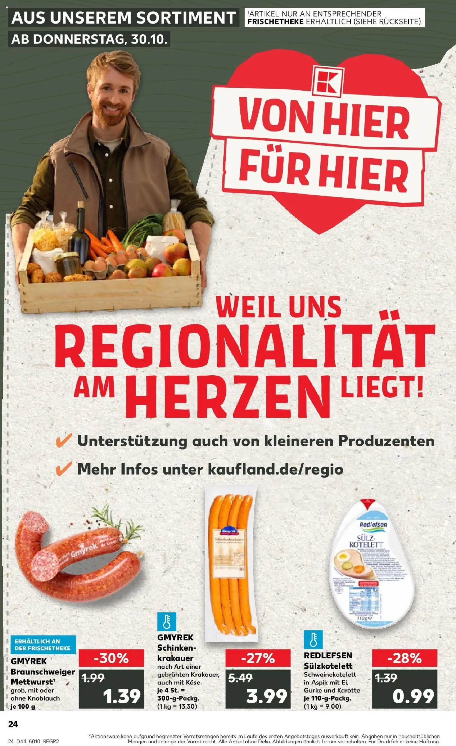 Kaufland prospekt Hildesheim	 – gültig ab 30.10.2025 | Seite: 24 | Produkte: Käse, Knoblauch, Schinken, Karotte