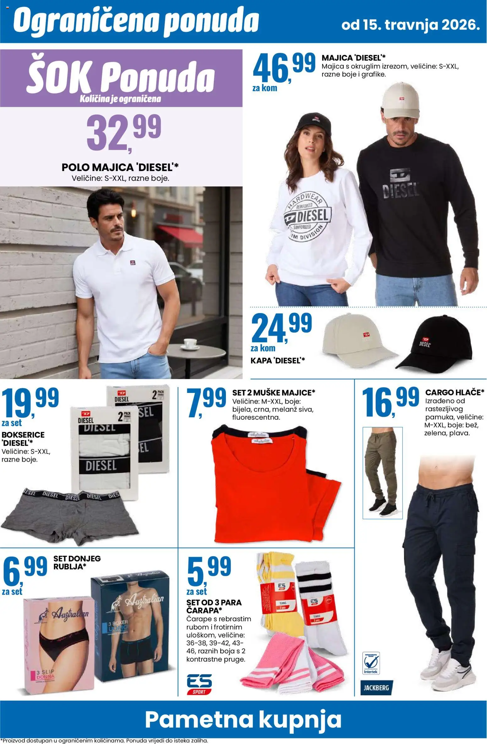 Eurospin katalog | vrijedi od 15.04.2026 | Stranica: 14 | Proizvodi: Sok, Majica, Čarape, Bokserice