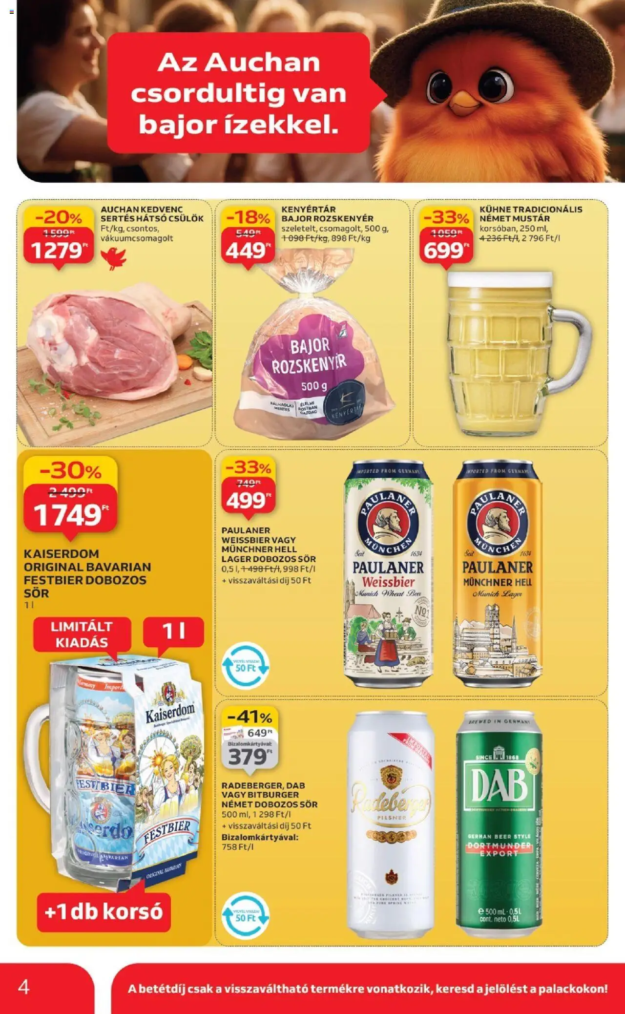 Auchan akciós ujság - amely érvényes a következő dátumtól: 25.09.2025 | Oldal: 4 | Termékek: Rozskenyér, Dobozos sör, Sör, Mustár