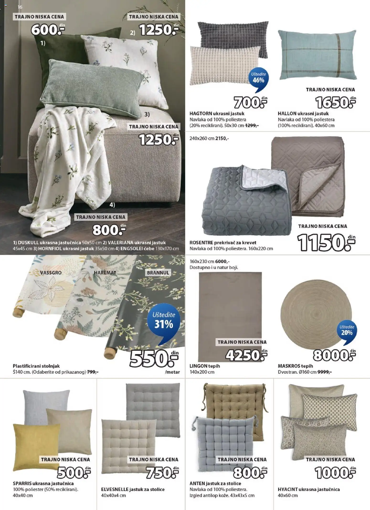Jysk katalog - važi od 11.03.2026 | Strana: 16 | Proizvode: Krevet, Jastuk, Ćebe, Tepih