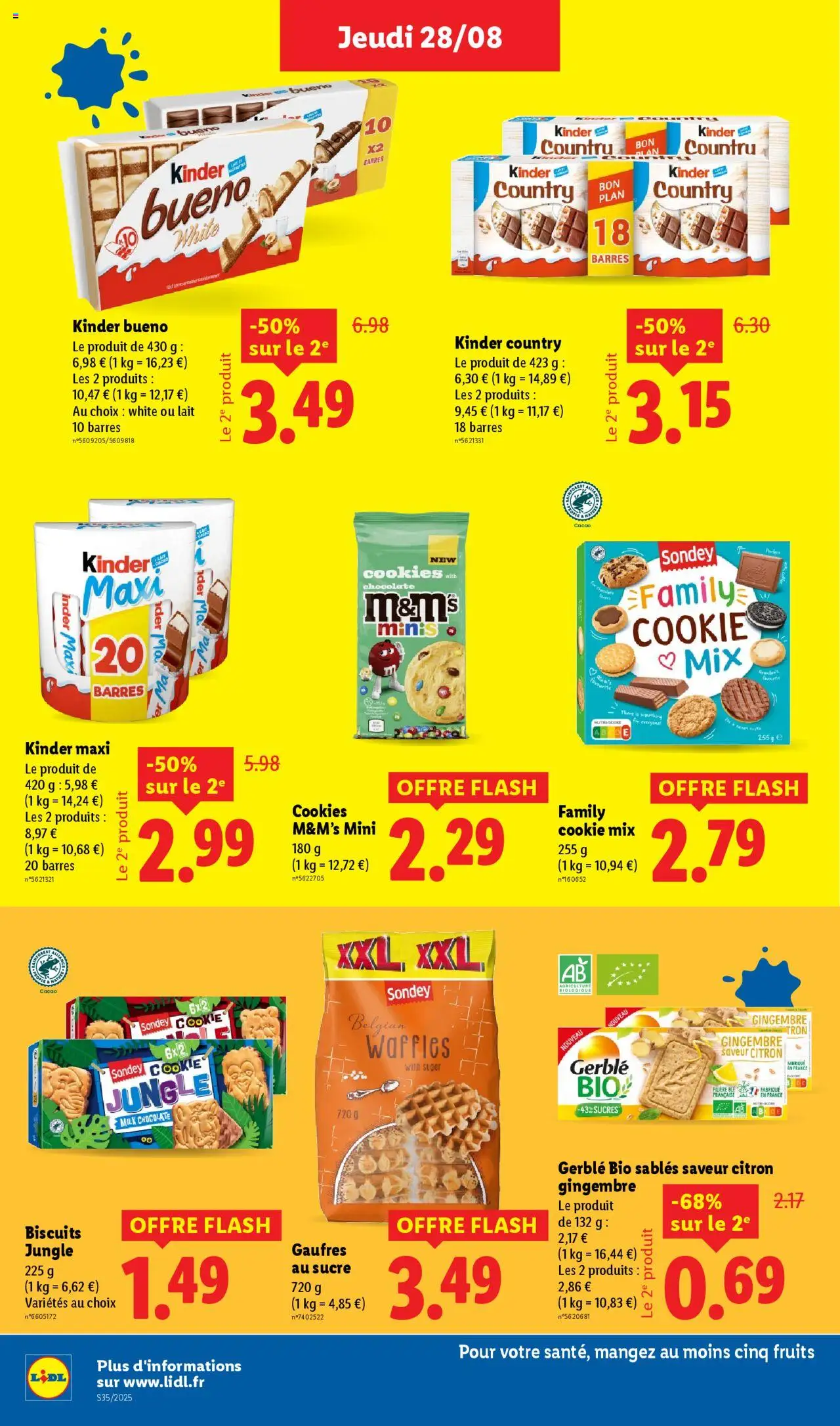  | Page: 18 | Produits: Kinder maxi, Kinder Bueno, Kinder country, Biscuits