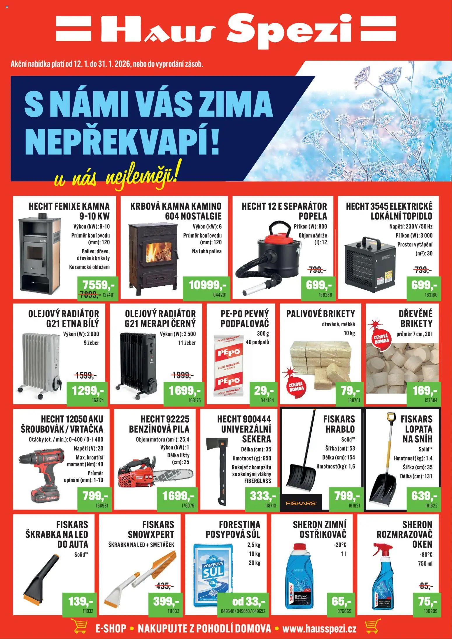 Haus Spezi leták od 12.01.2026 | Strana: 1 | Produkty: Brikety, Lopata, Posypová sůl, Smetáček