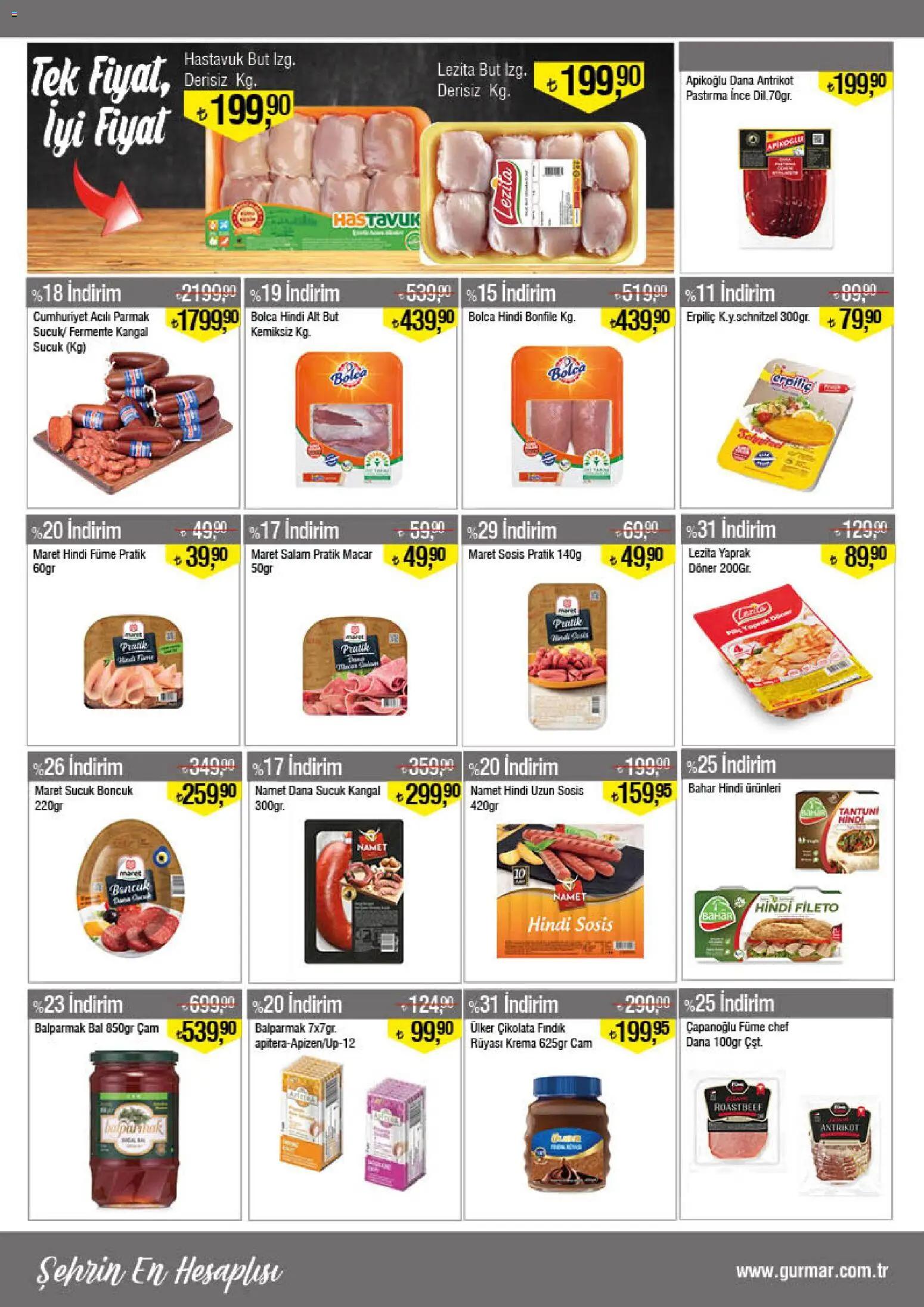 Gürmar Katalog - 01.03.2026 tarihinden itibaren geçerlidir | Sayfa: 4 | Ürünler: Salam, Sosis, Hindi füme, Sucuk