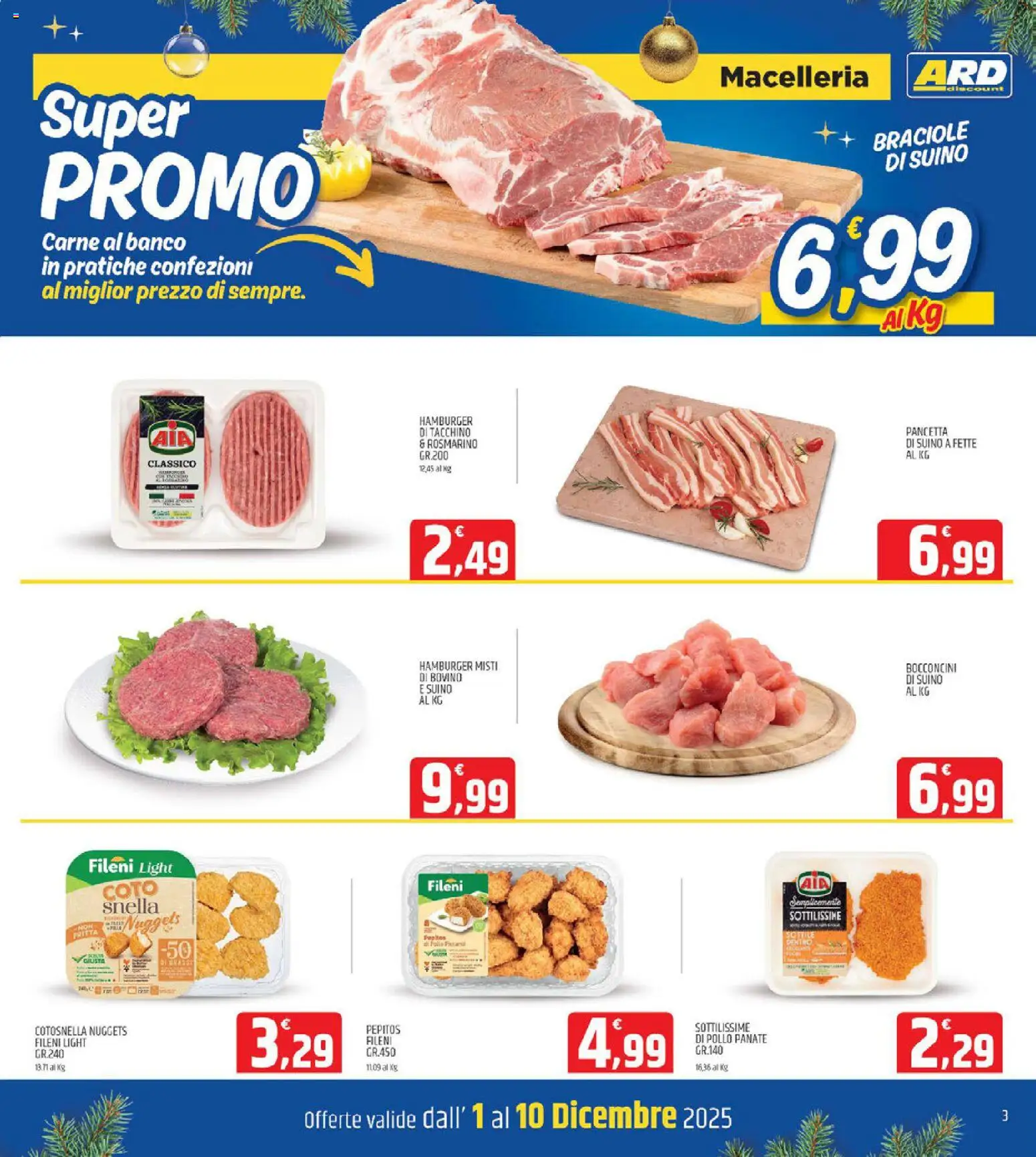 Volantino ARD Discount del 01.12.2025 | Pagina: 3 | Prodotti: Bovino, Pollo, Tacchino, Hamburger