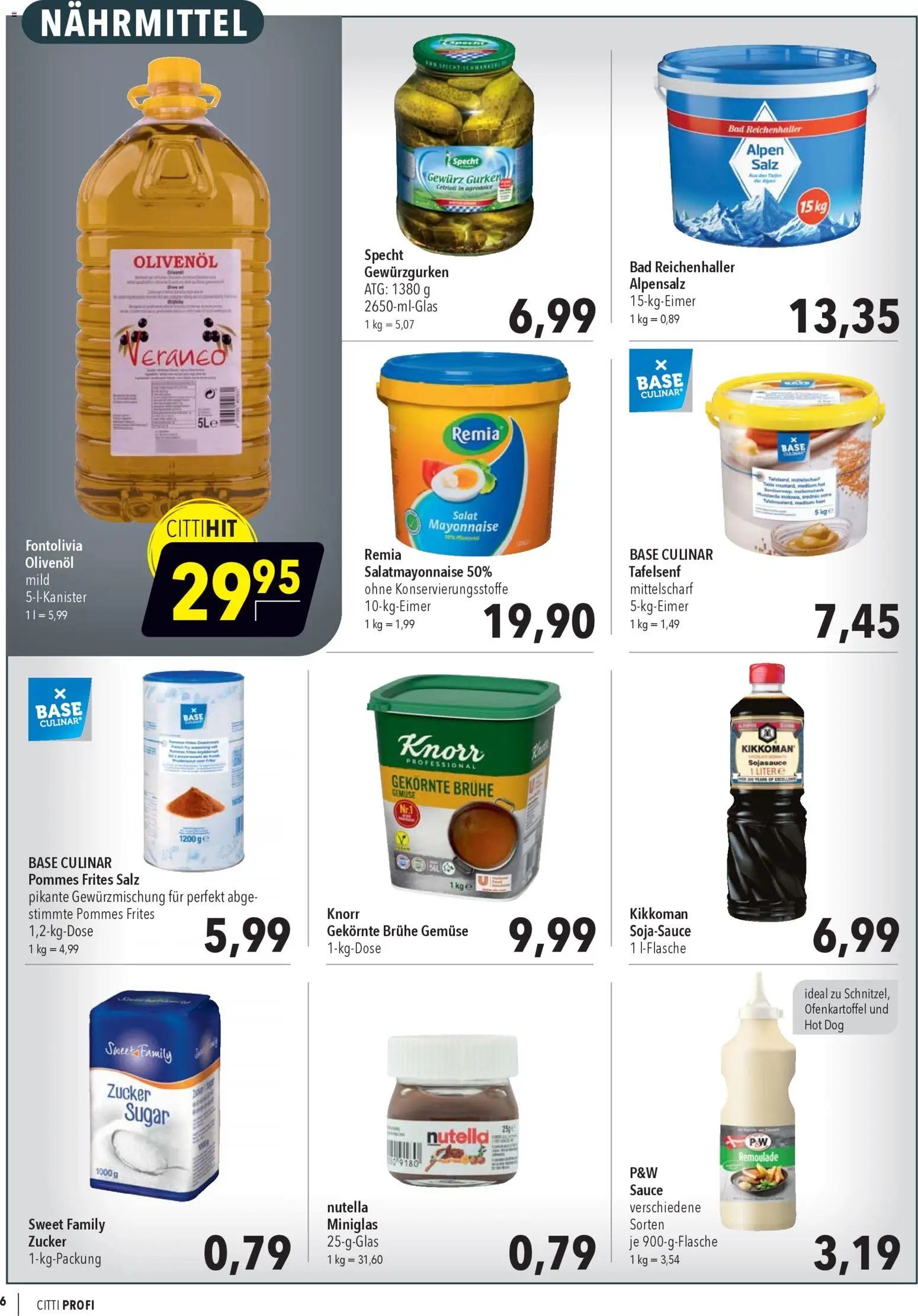 CITTI Markt Aktuelle Angebote für Profis – gültig ab 28.01.2026 | Seite: 6 | Produkte: Nutella, Gemüse, Mayonnaise, Zucker