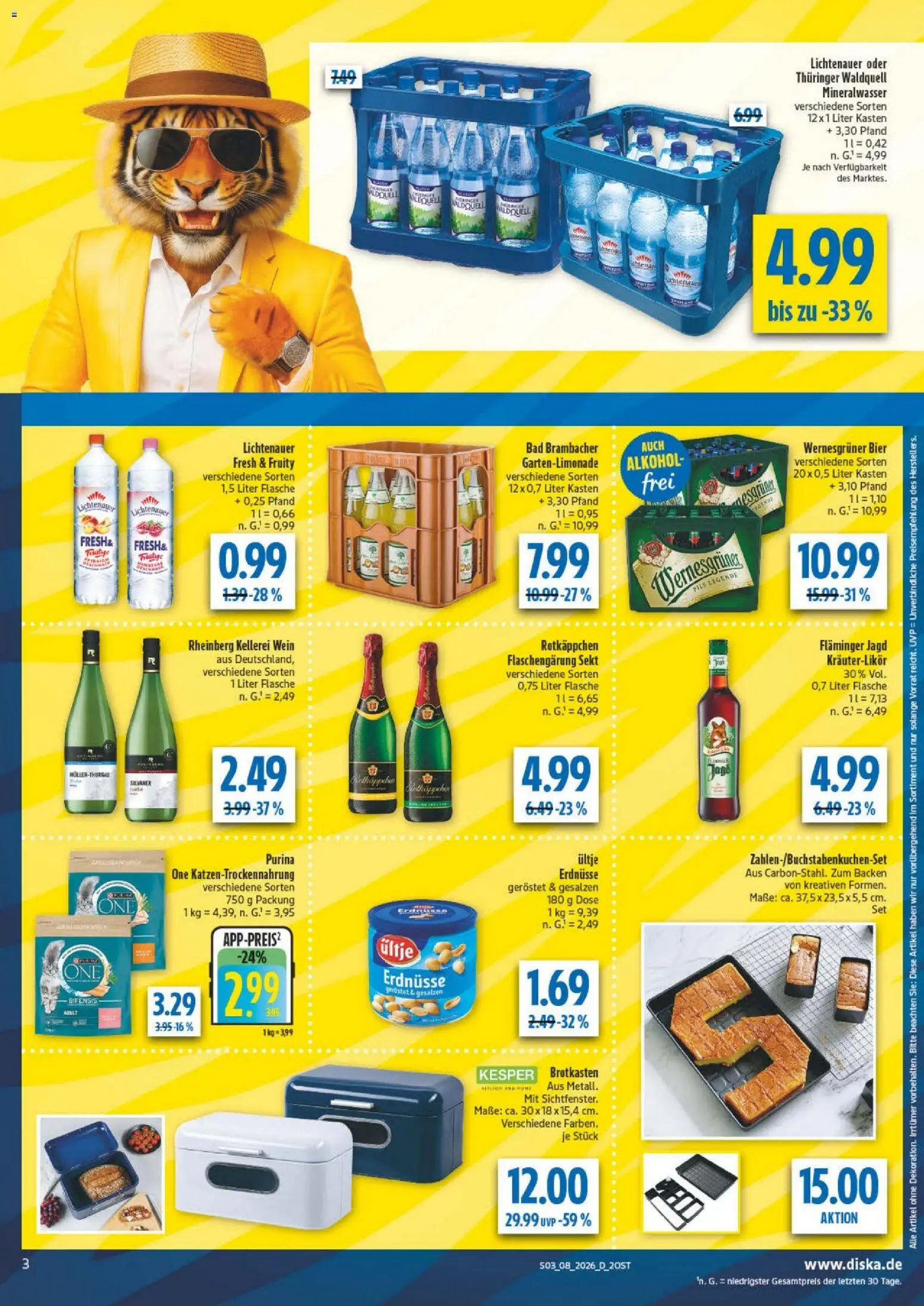 Diska - Diska Angebote Sachsen-Thüringen KW08 – gültig ab 16.02.2026 | Seite: 3 | Produkte: Bier, Mineralwasser, Rotkäppchen, Wein