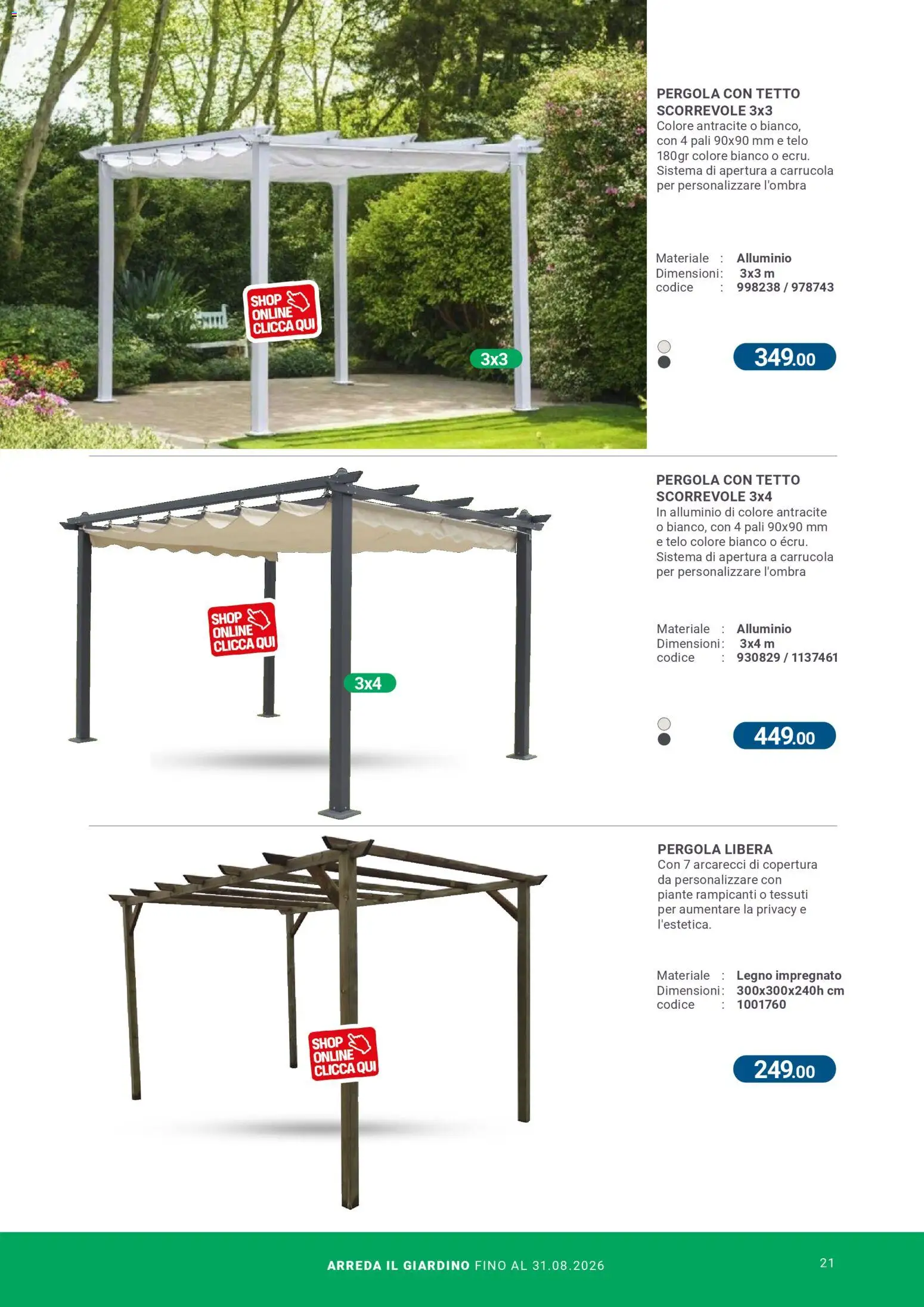 Volantino CFadda del 08.04.2026 | Pagina: 21 | Prodotti: Pergola, Alluminio