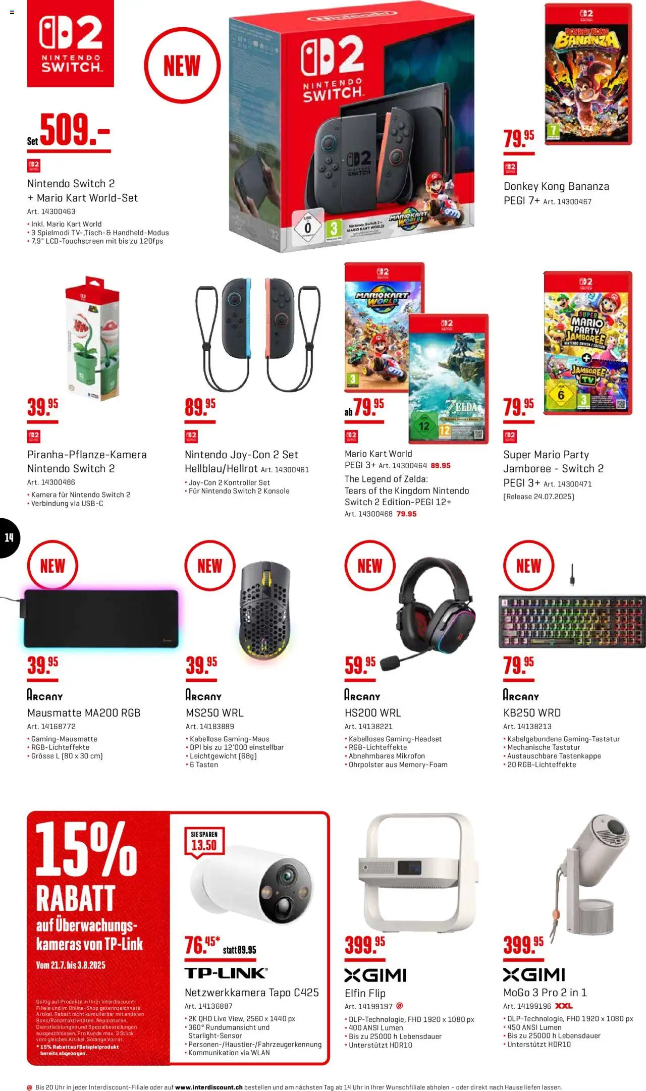 Interdiscount Aktionen ab 21.07.2025 | Seite: 14 | Produkte: Tastatur, Kamera, Mikrofon