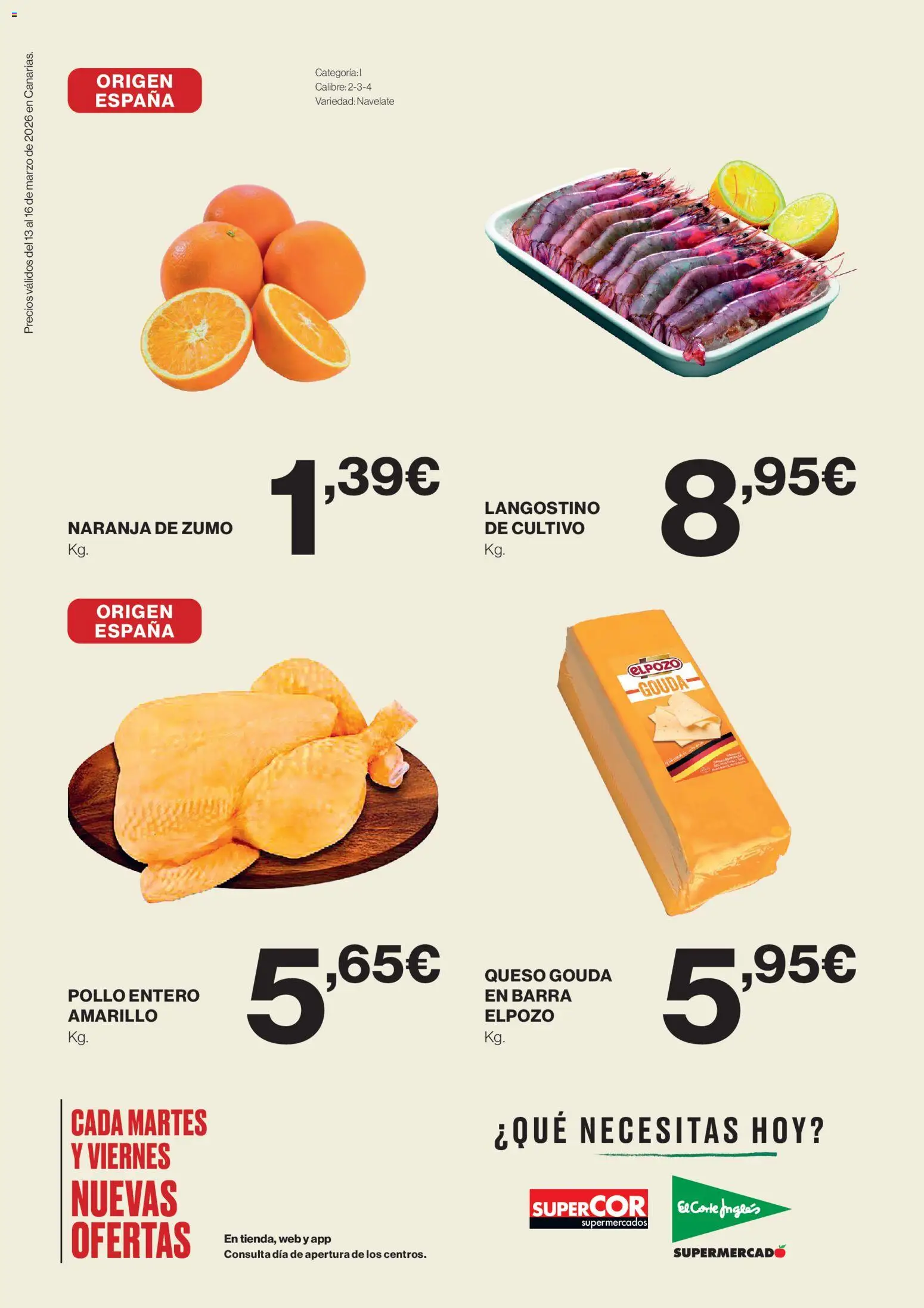 Supercor Canarias │ válido desde el 13.03.2026 | Página: 2 | Productos: Queso, Ροζ πιπέρι, Queso Gouda, Langostino