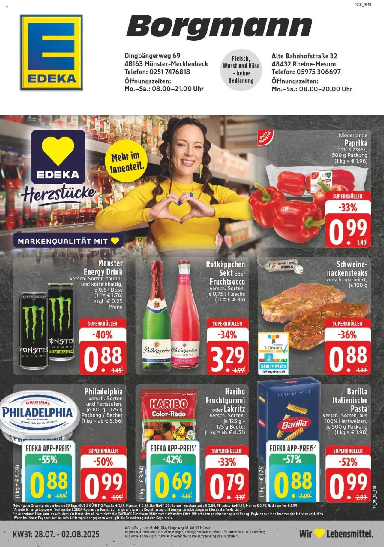 Edeka prospekt Münster	 - gültig ab dem 27.07.2025 | Seite: 1 | Produkte: Rotkappchen sekt, Nackensteaks, Rotkäppchen, Telefon