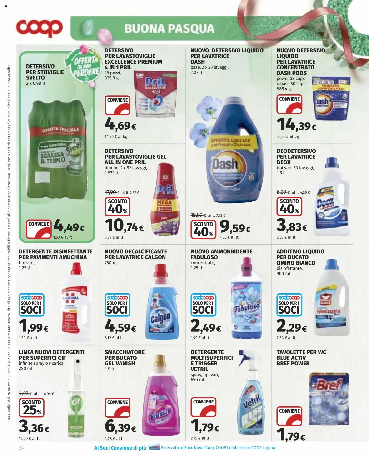 Volantino COOP del 26.03.2026 | Pagina: 24 | Prodotti: Smacchiatore, Detergente, Lavatrice, WC