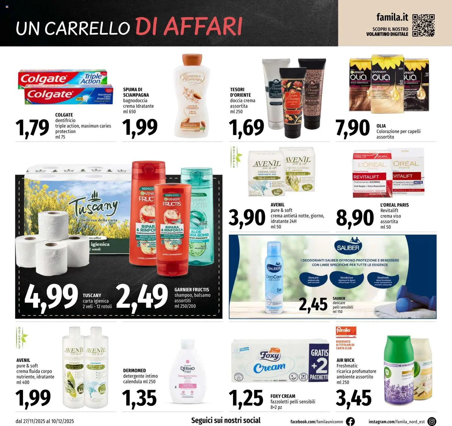 Volantino Famila del 27.11.2025 | Pagina: 18 | Prodotti: Shampoo, Crema, Fazzoletti, Aloe vera