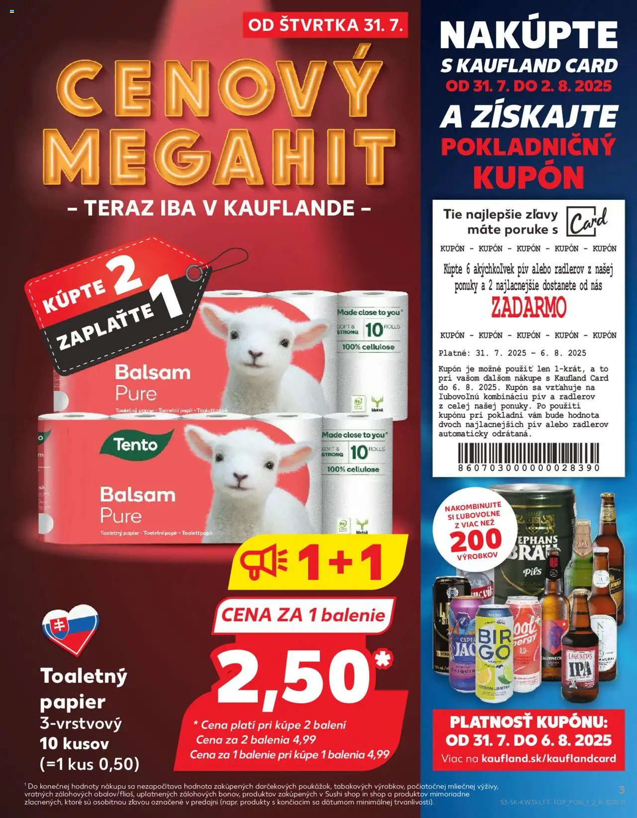 Kaufland Bratislava-Rača │ platný od 31.07.2025 | Strana: 3 | Produkty: Toaletný papier, Sushi