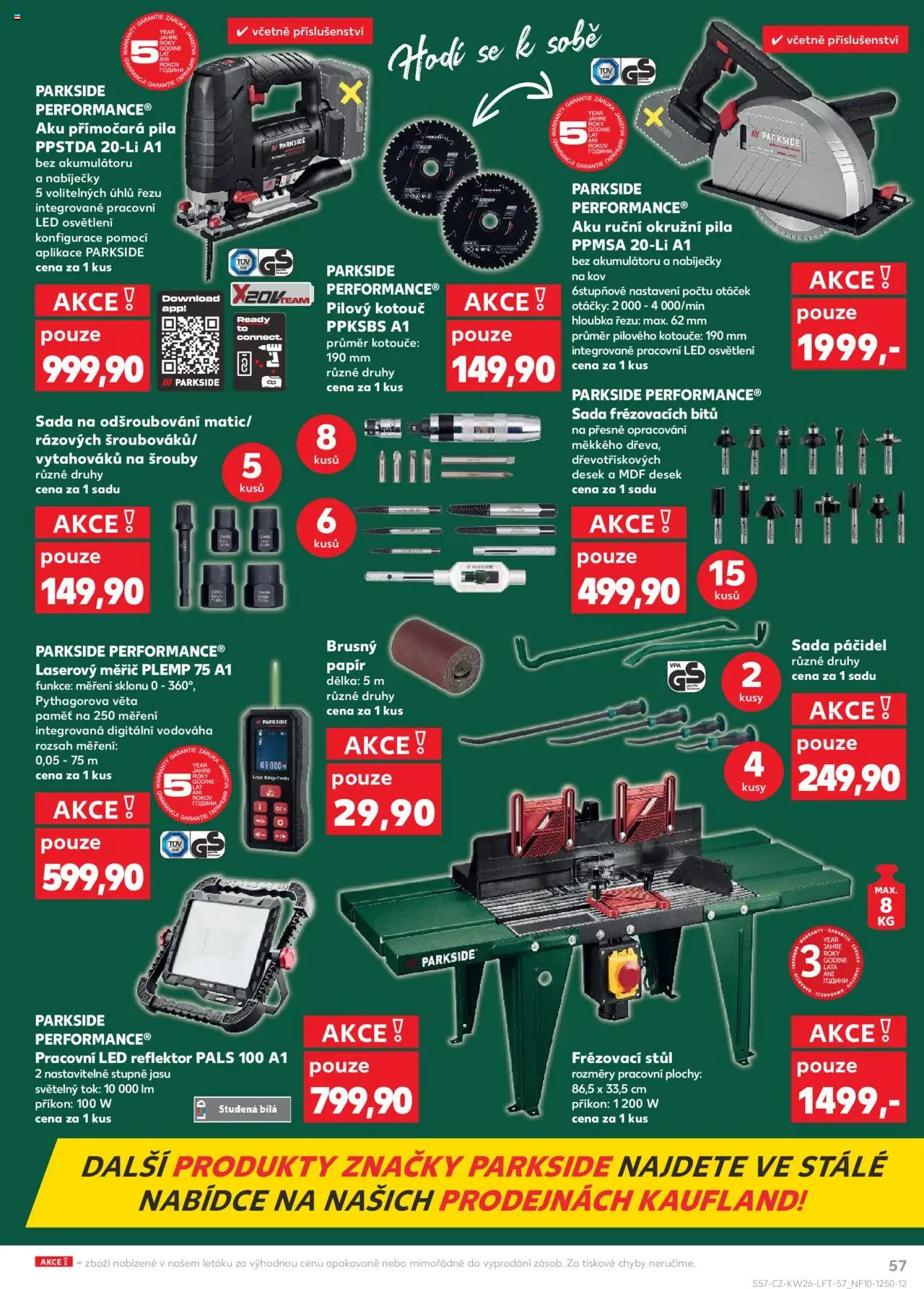 Kaufland leták od 25.06.2025 | Strana: 57 | Produkty: Okružní pila, Parkside, LED reflektor, Laserový měřič