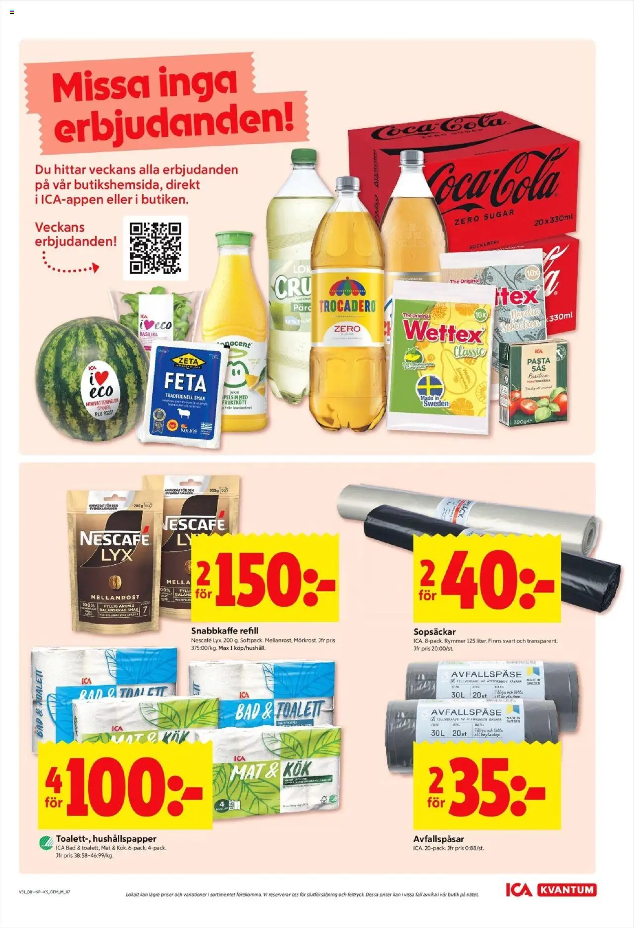 ICA Kvantum reklamblad aktuell från 28.07.2025 | Sida: 7 | Produkter: Avfallspåsar, Hushållspapper, Toalett, Basilika