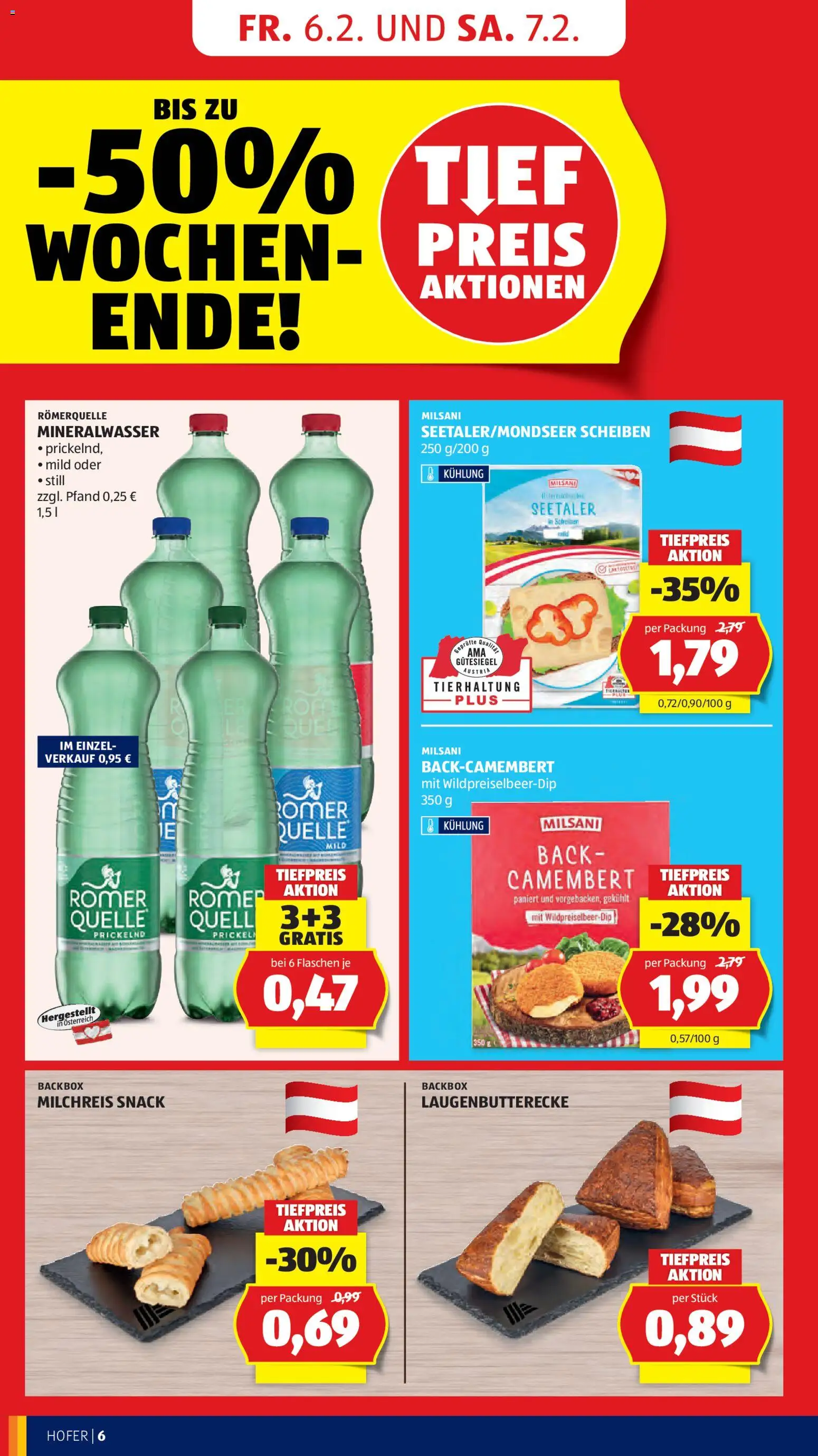 Hofer AT akciós ujság - amely érvényes a következő dátumtól: 06.02.2026 | Oldal: 8 | Termékek: Camembert