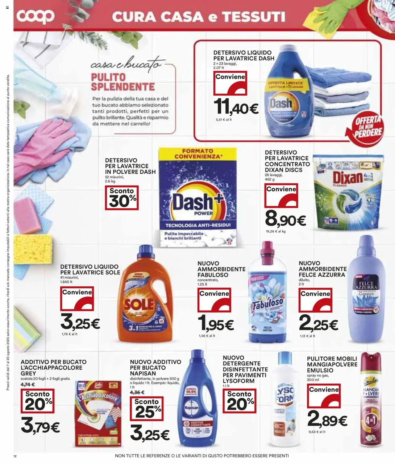 Volantino COOP del 07.08.2025 | Pagina: 12 | Prodotti: Detergente, Lavatrice, Carrello, Scatola