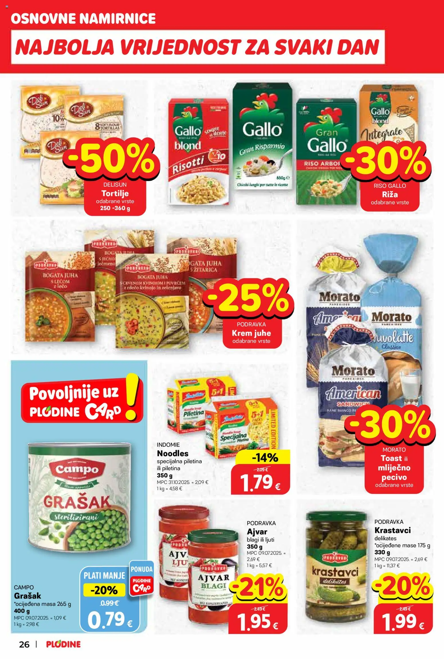 Plodine katalog | vrijedi od 21.01.2026 | Stranica: 26 | Proizvodi: Toast, Riža, Krastavci, Pecivo