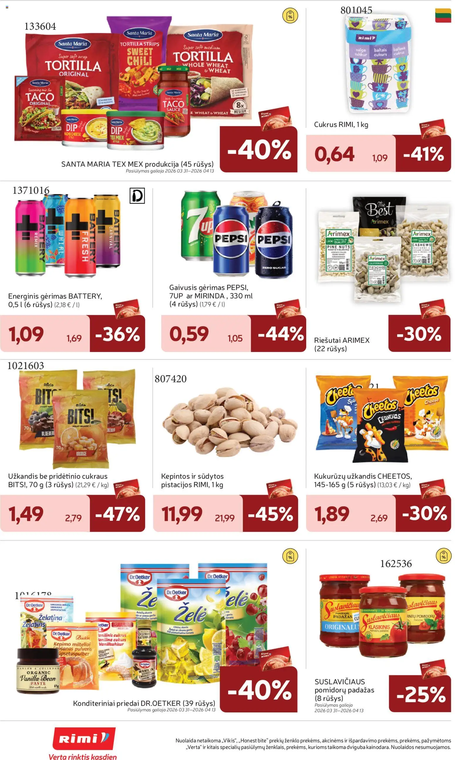 Rimi akcijos nuo 31.03.2026 | Puslapis: 32 | Prekių: Riešutai, Gaivusis gėrimas, Padažas, Pistacijos