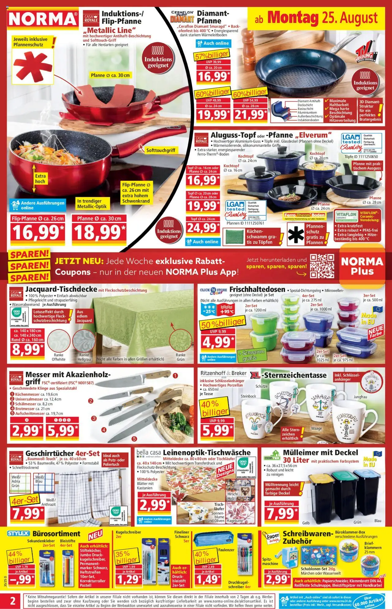 Norma Prospekt 	 - gültig ab dem 25.08.2025 | Seite: 2 | Produkte: Bleistiftspitzer, Decke, Tisch, Kuchen