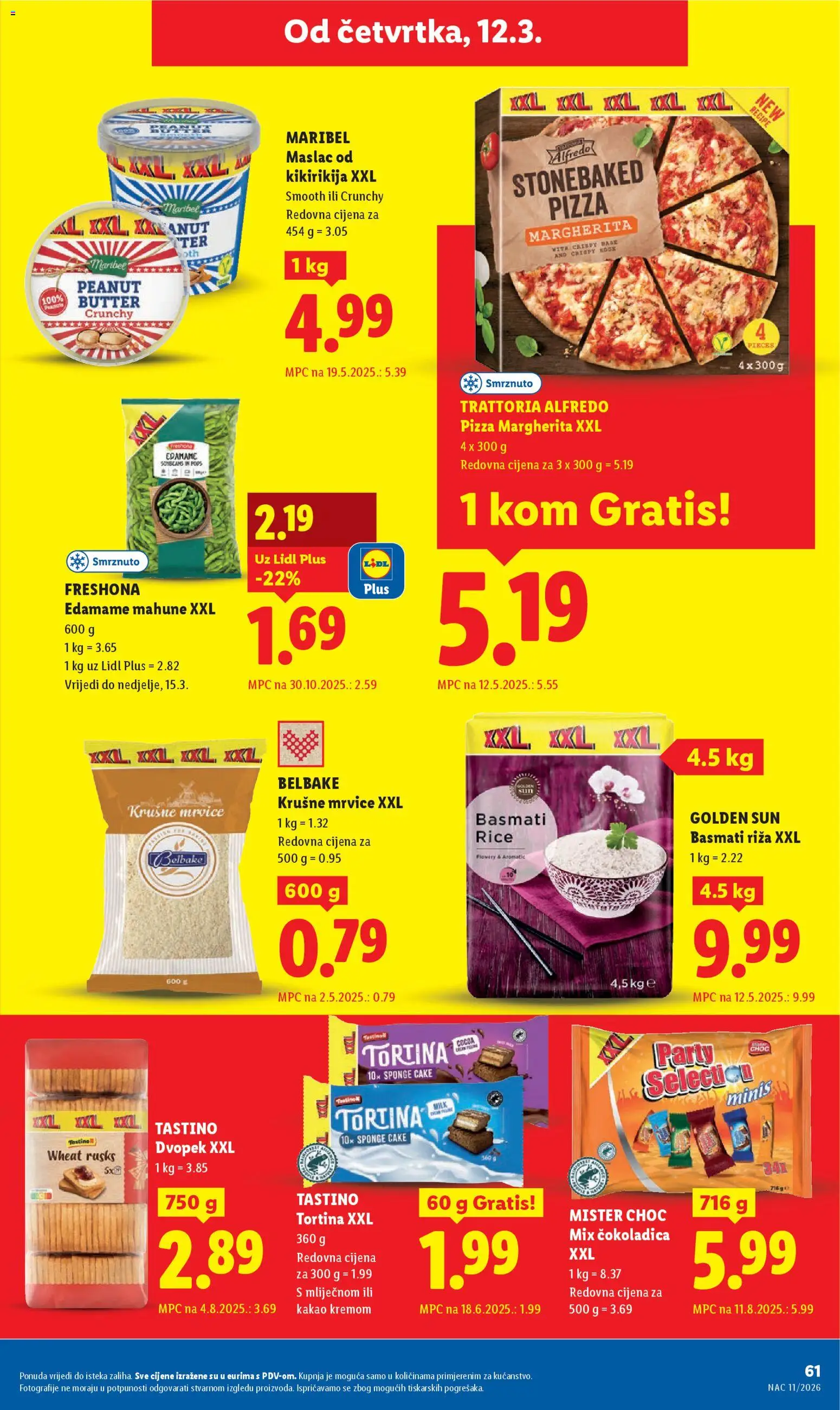 Lidl katalog | vrijedi od 09.03.2026 | Stranica: 61 | Proizvodi: Maslac, Pizza, Maslac od kikirikija, Dvopek